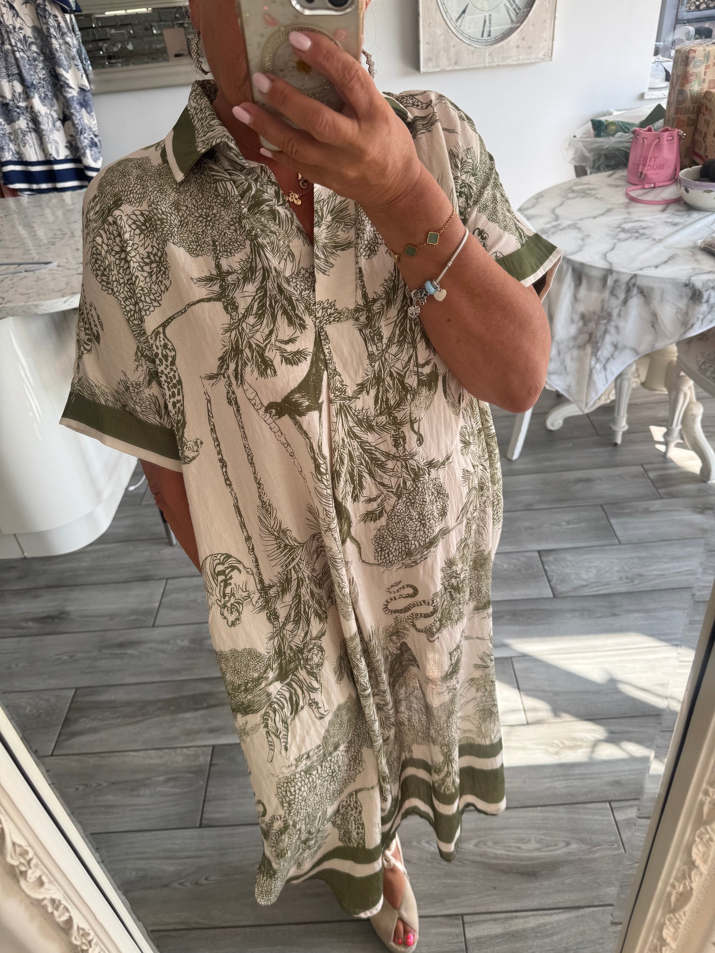 Carina khaki oversize dress with pockets