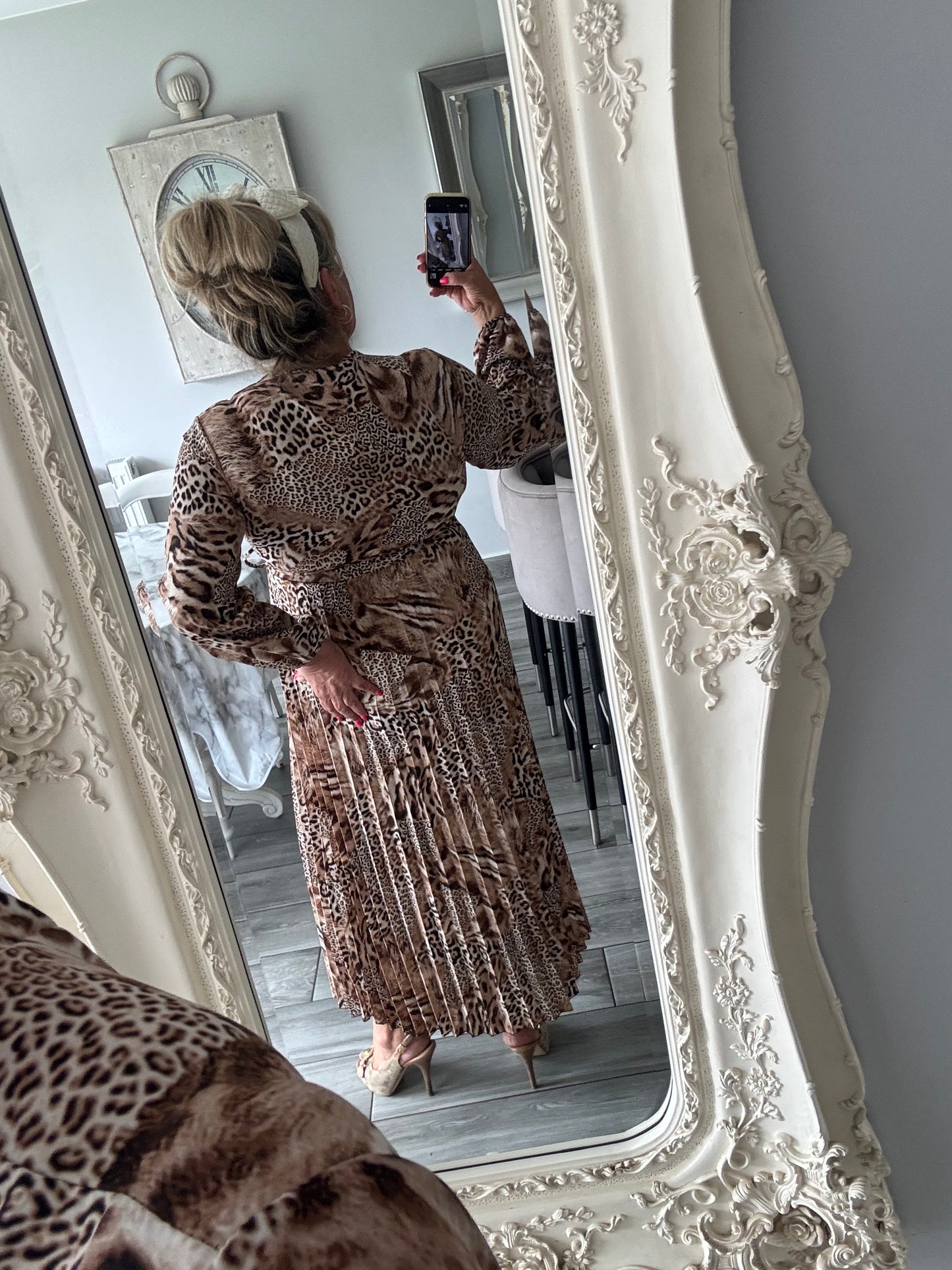 Charlotte wrap dress with plisse skirt