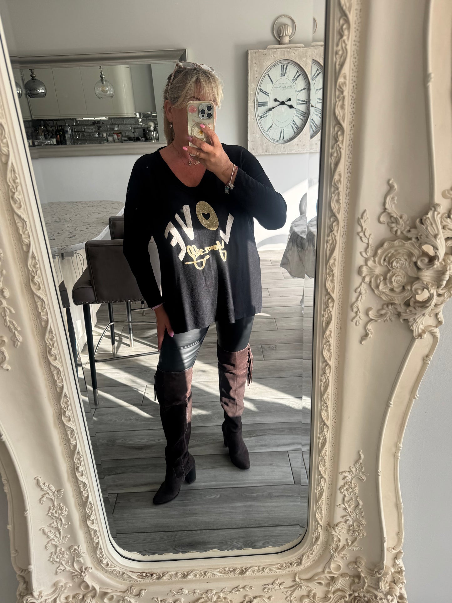 Sharon super soft lightweight jumper/top with slogan love yourself