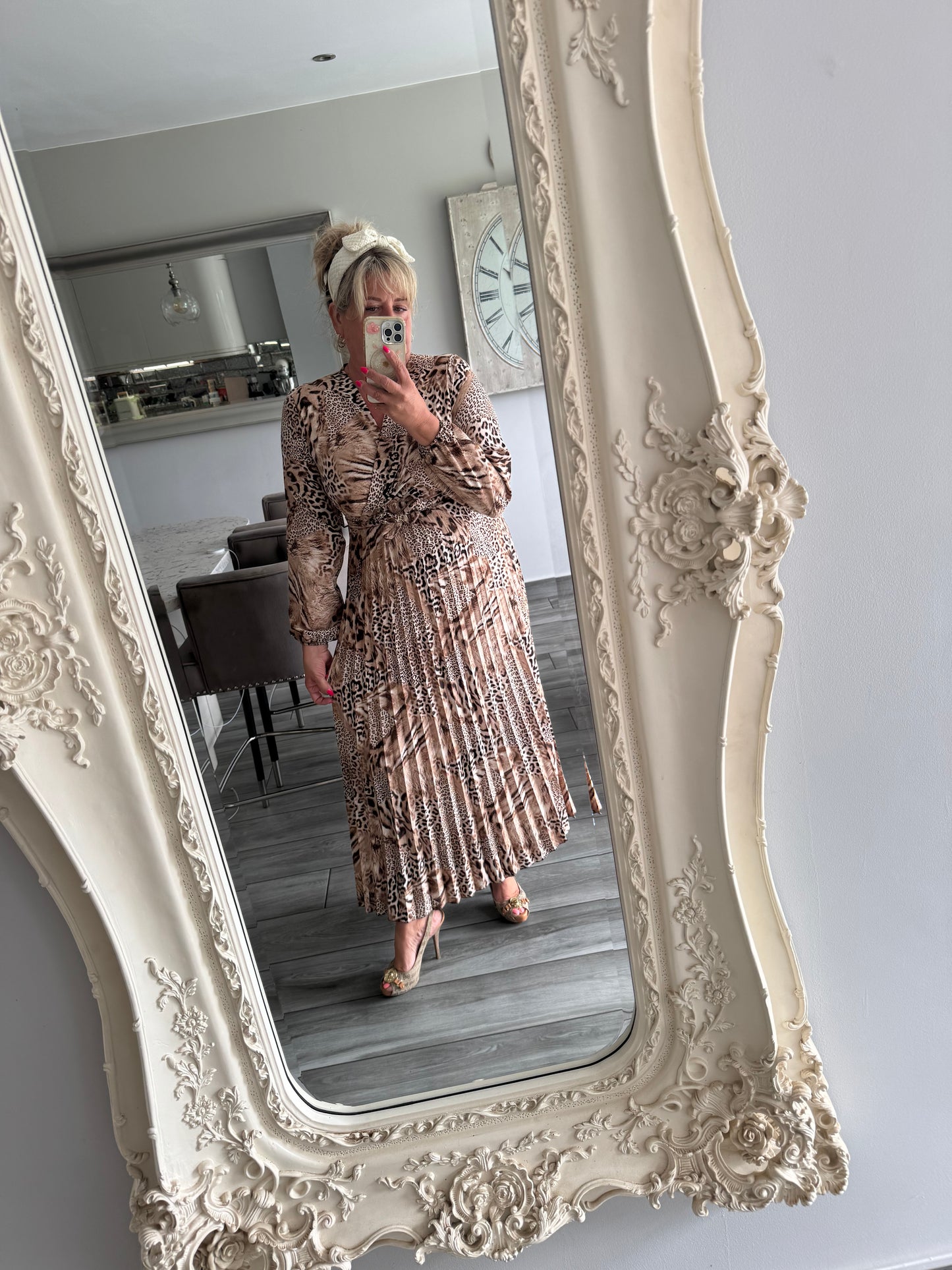 Charlotte wrap dress with plisse skirt