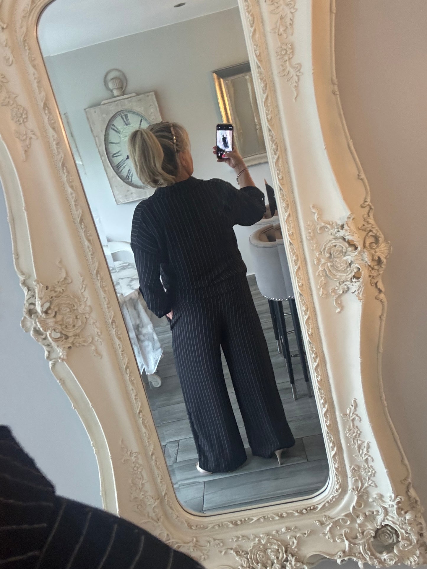 Patricia wide leg pinstripe Elasticated waist trousers