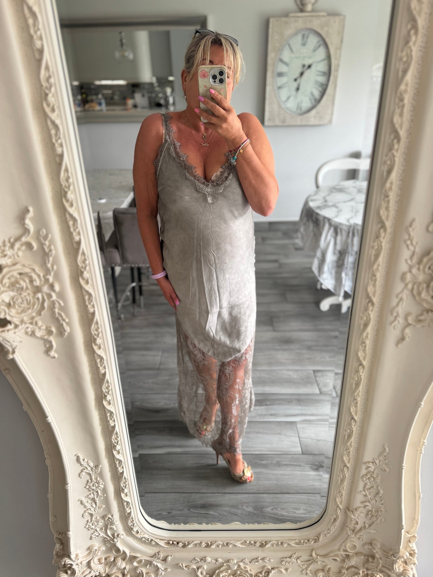 Keely satin lace dress