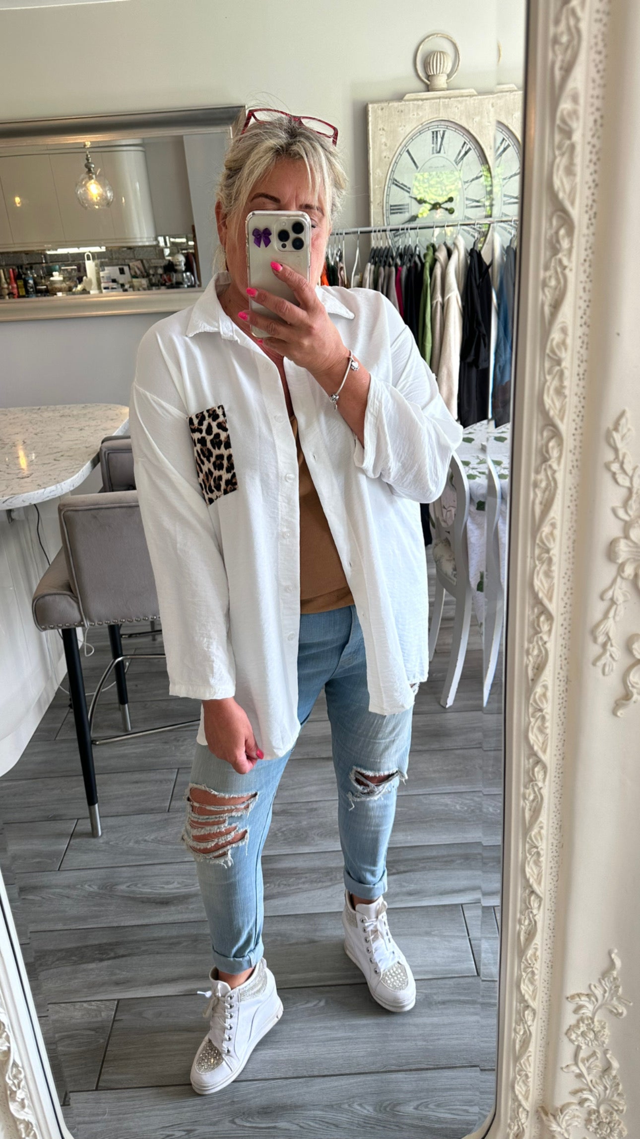 Georgina lightweight Leopard Pocket Shirt