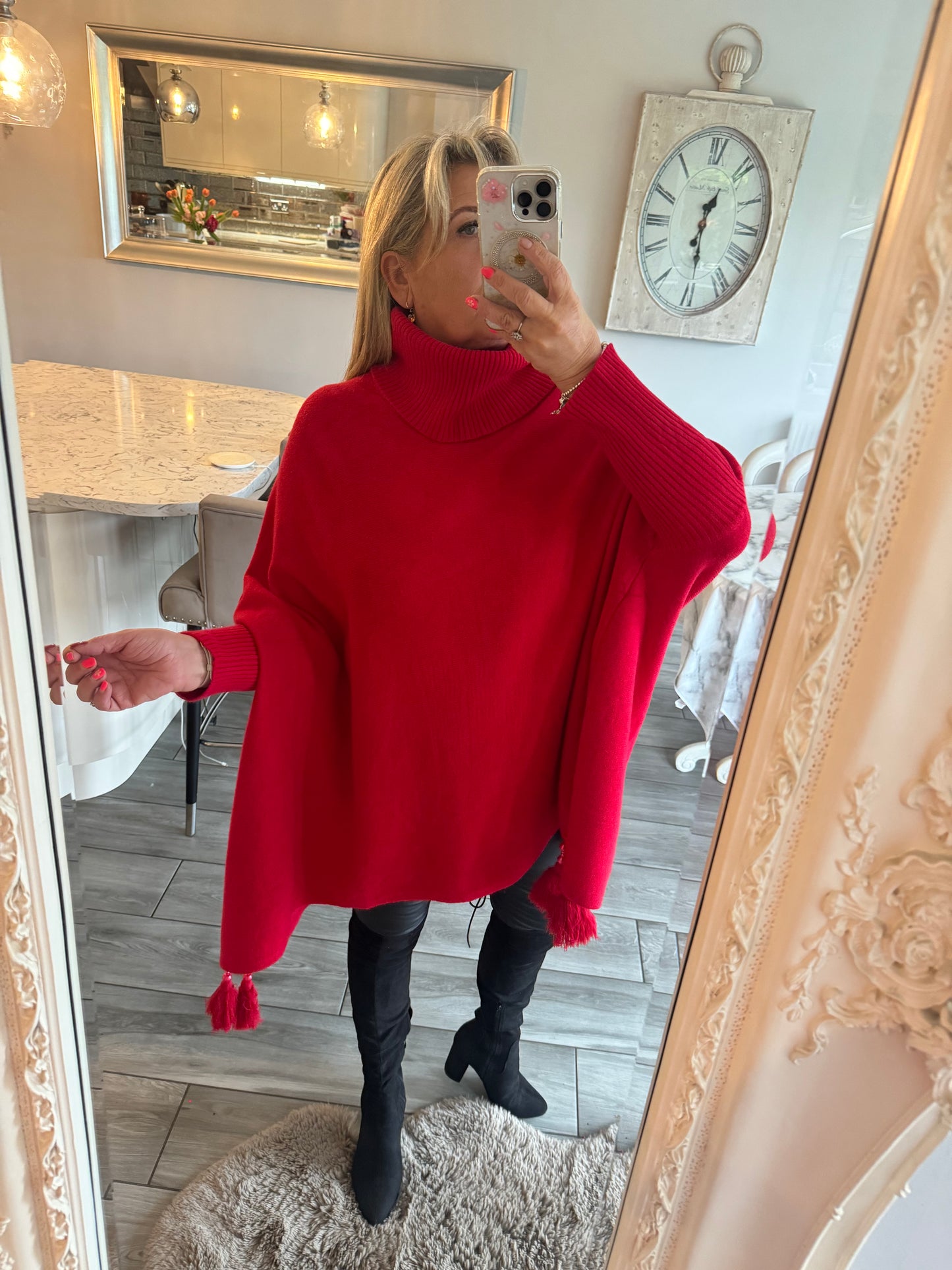 Tia oversized tassel poncho style jumper