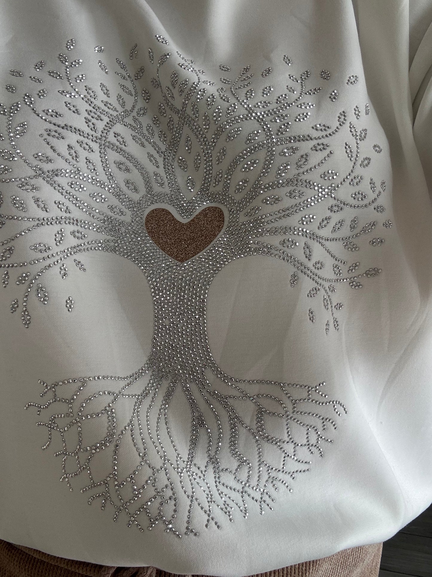 Lottie lightweight soft sweatshirt with tree of life embellishments on front
