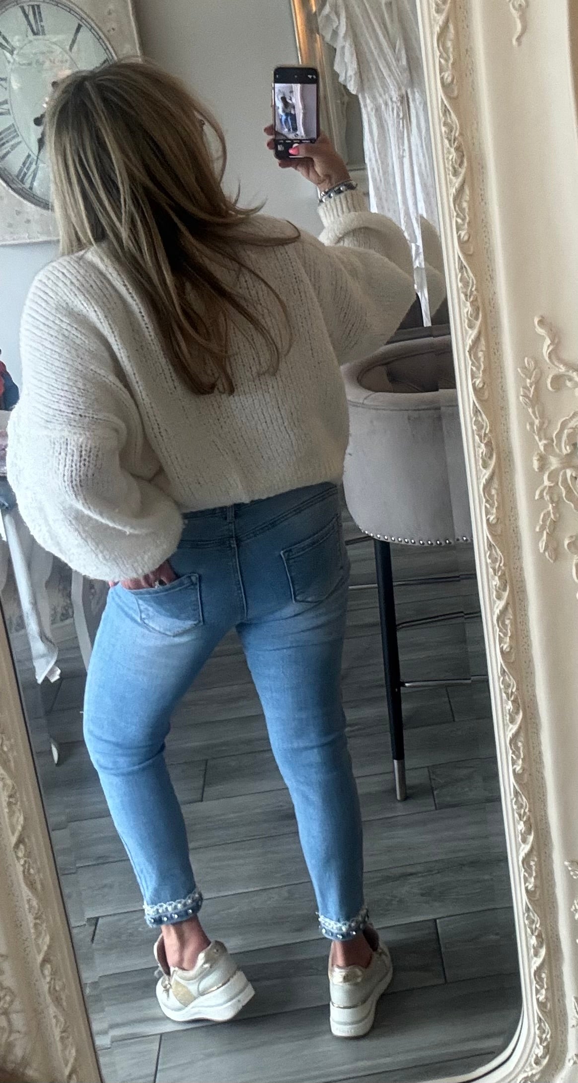 Nina stretch cropped jeans with embellishing on ankle