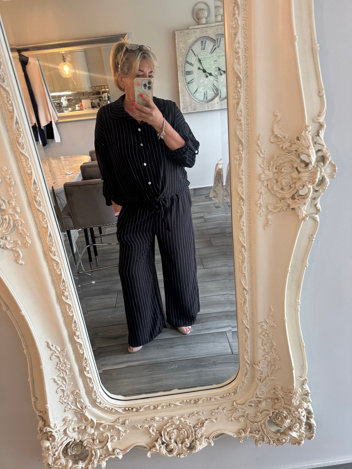 Patricia wide leg pinstripe Elasticated waist trousers
