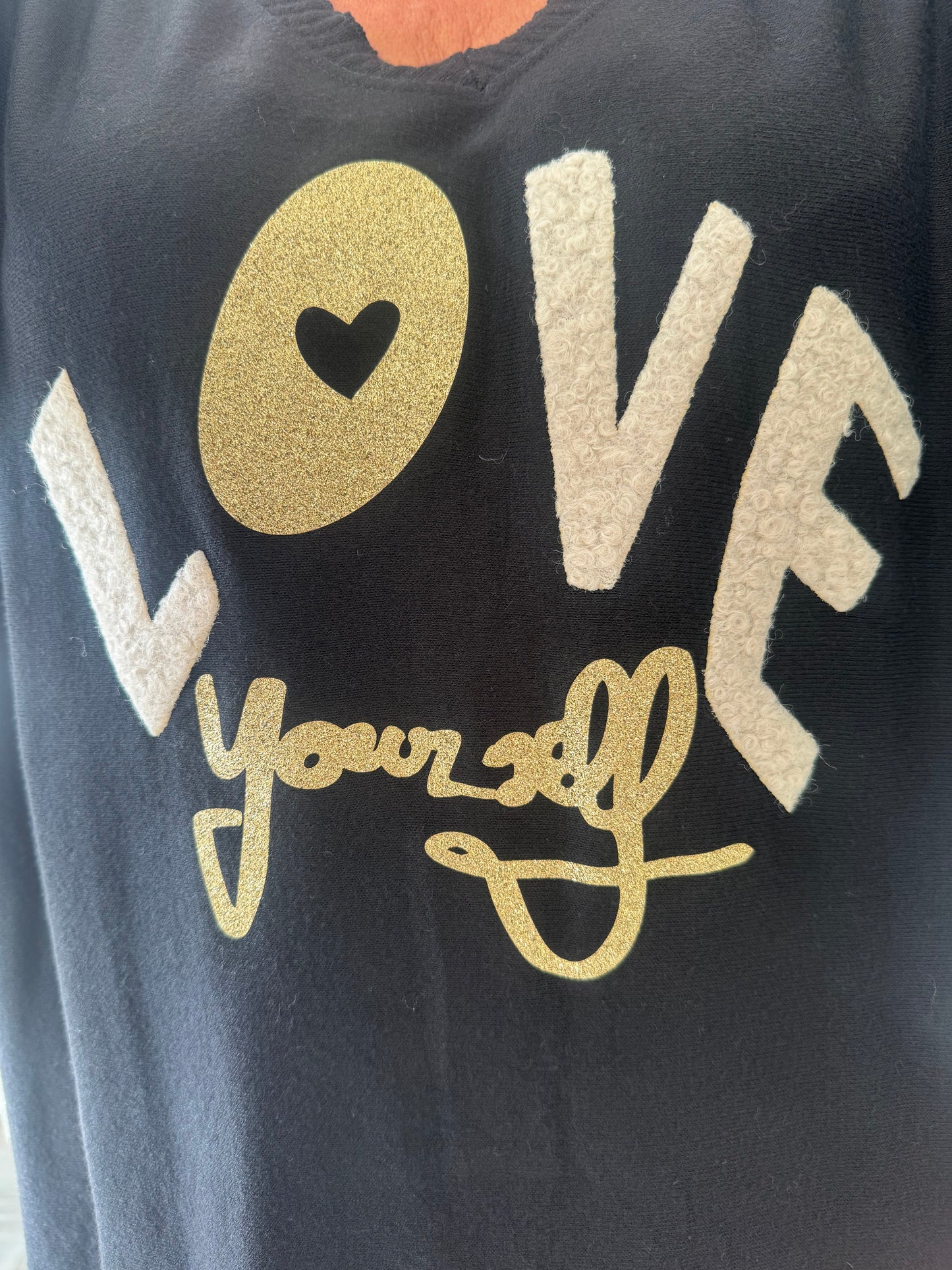 Sharon super soft lightweight jumper/top with slogan love yourself