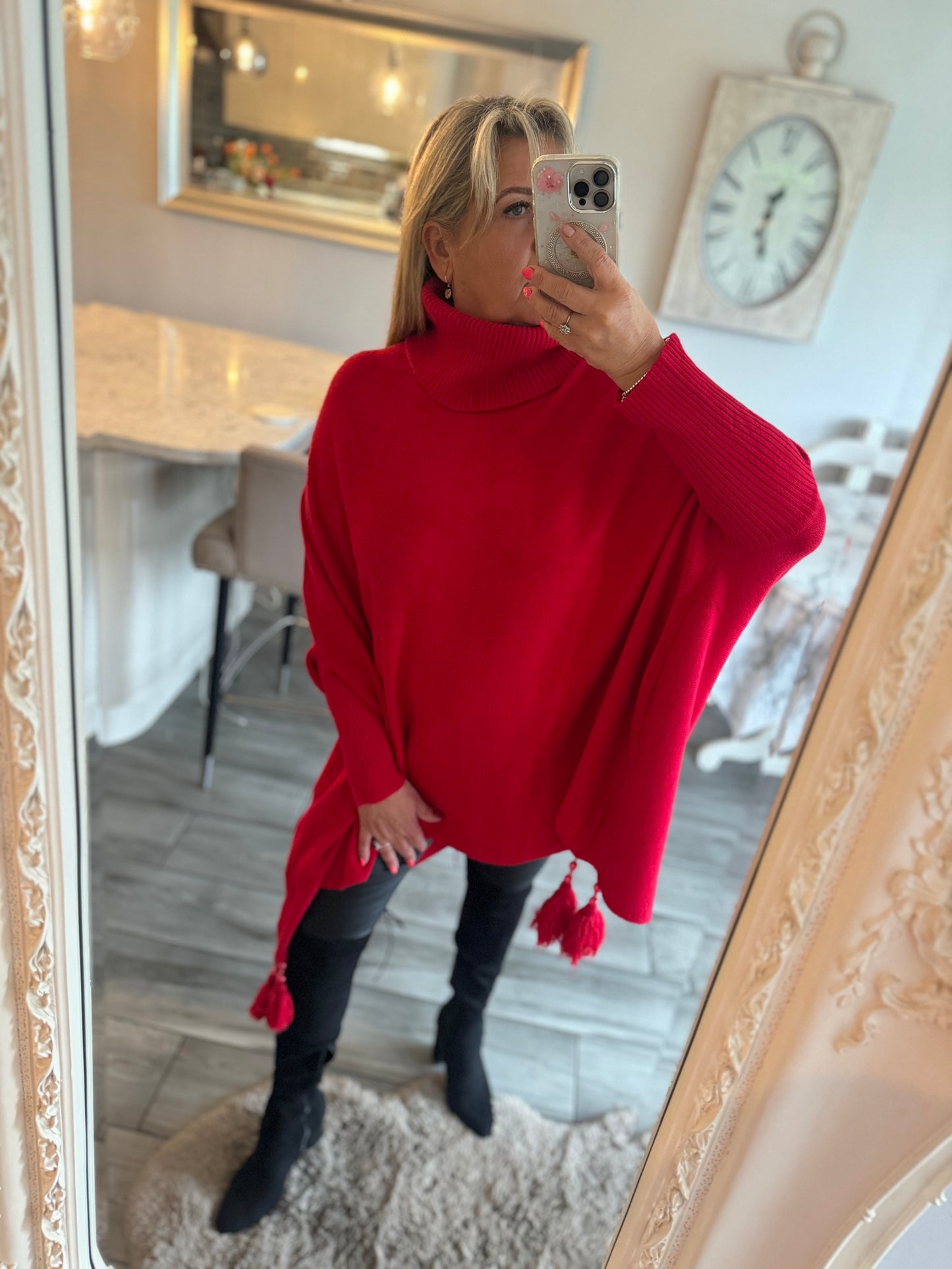 Tia oversized tassel poncho style jumper