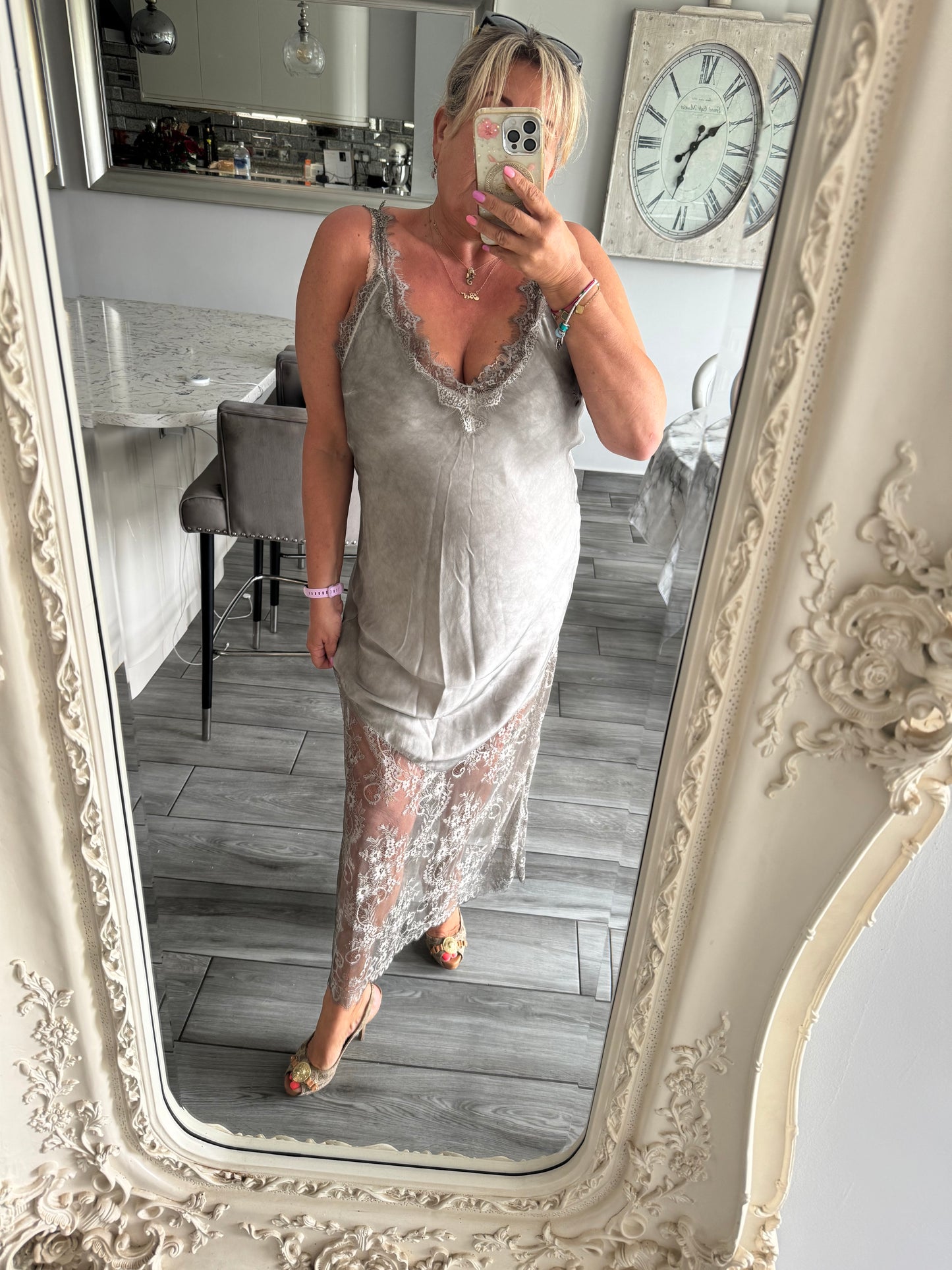 Keely satin lace dress