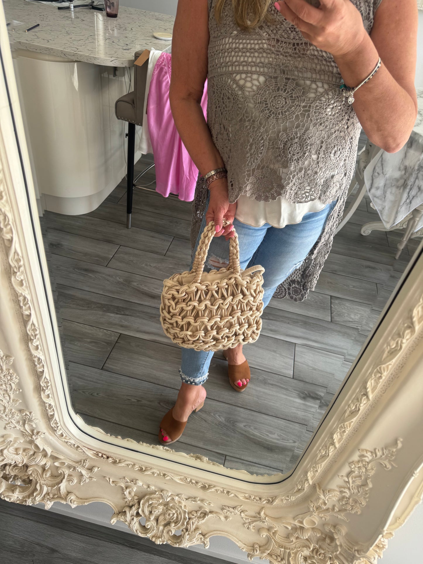 Rachel thick knit crochet crossbody bag