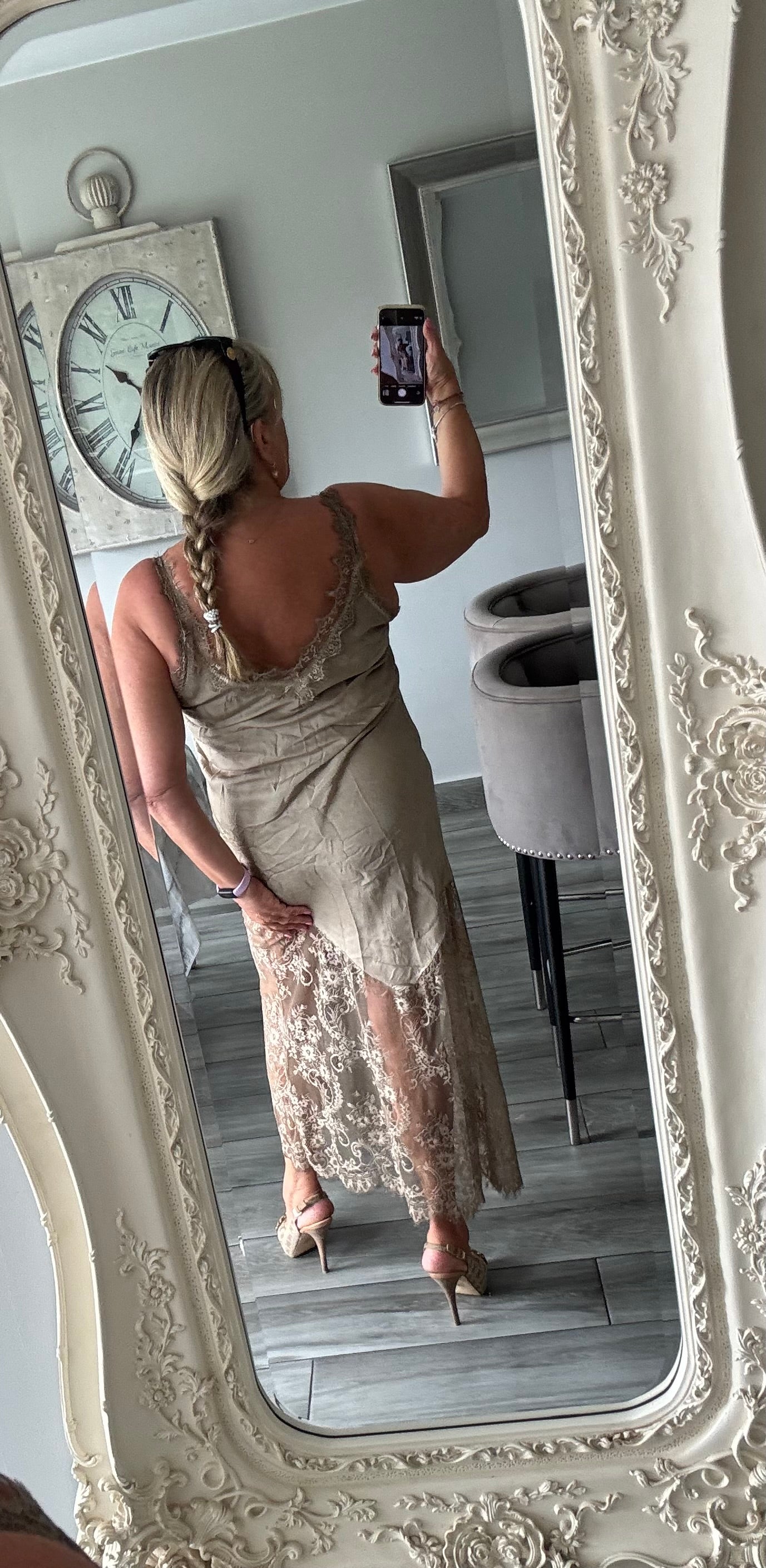 Keely satin lace dress