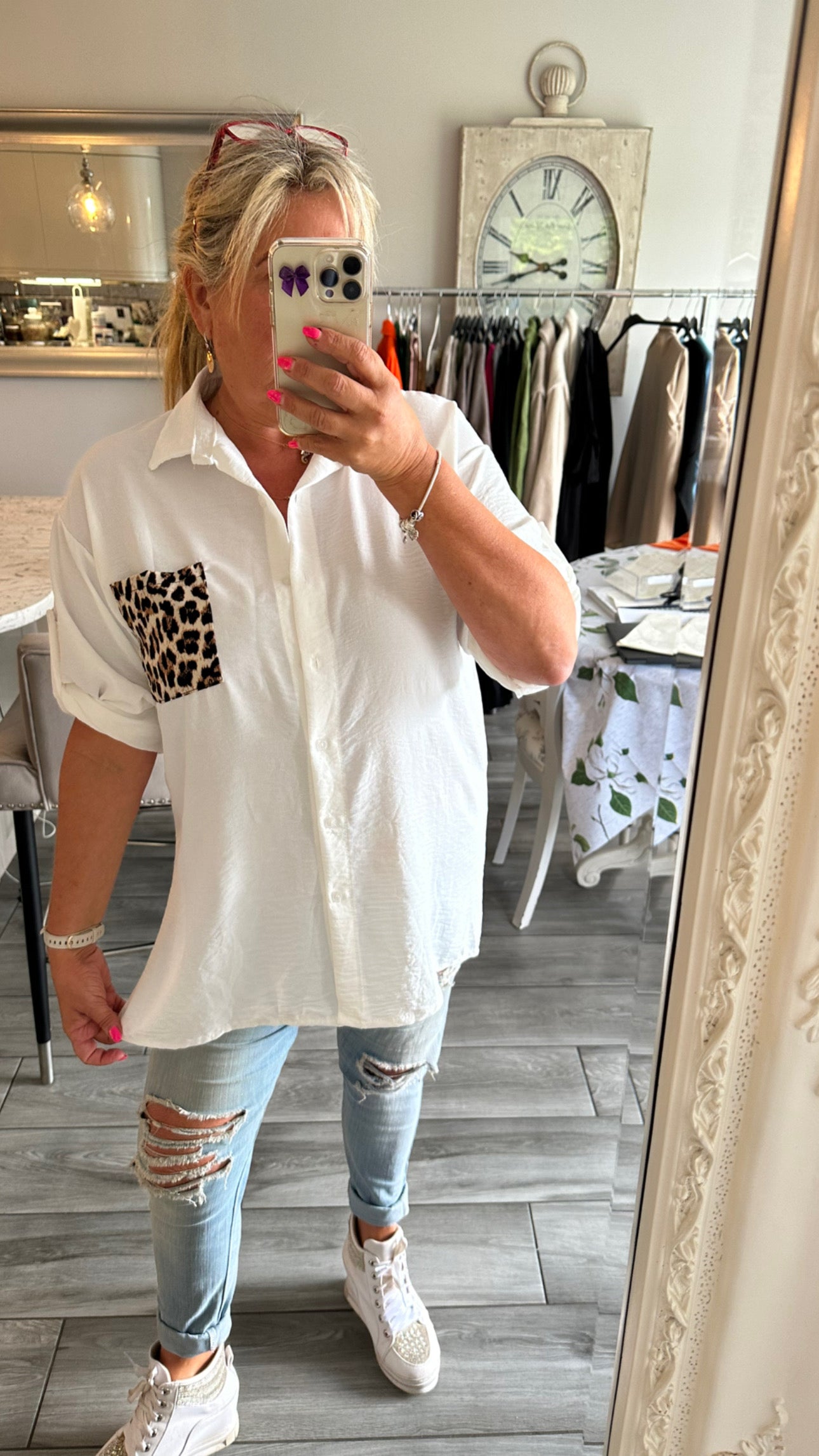 Georgina lightweight Leopard Pocket Shirt