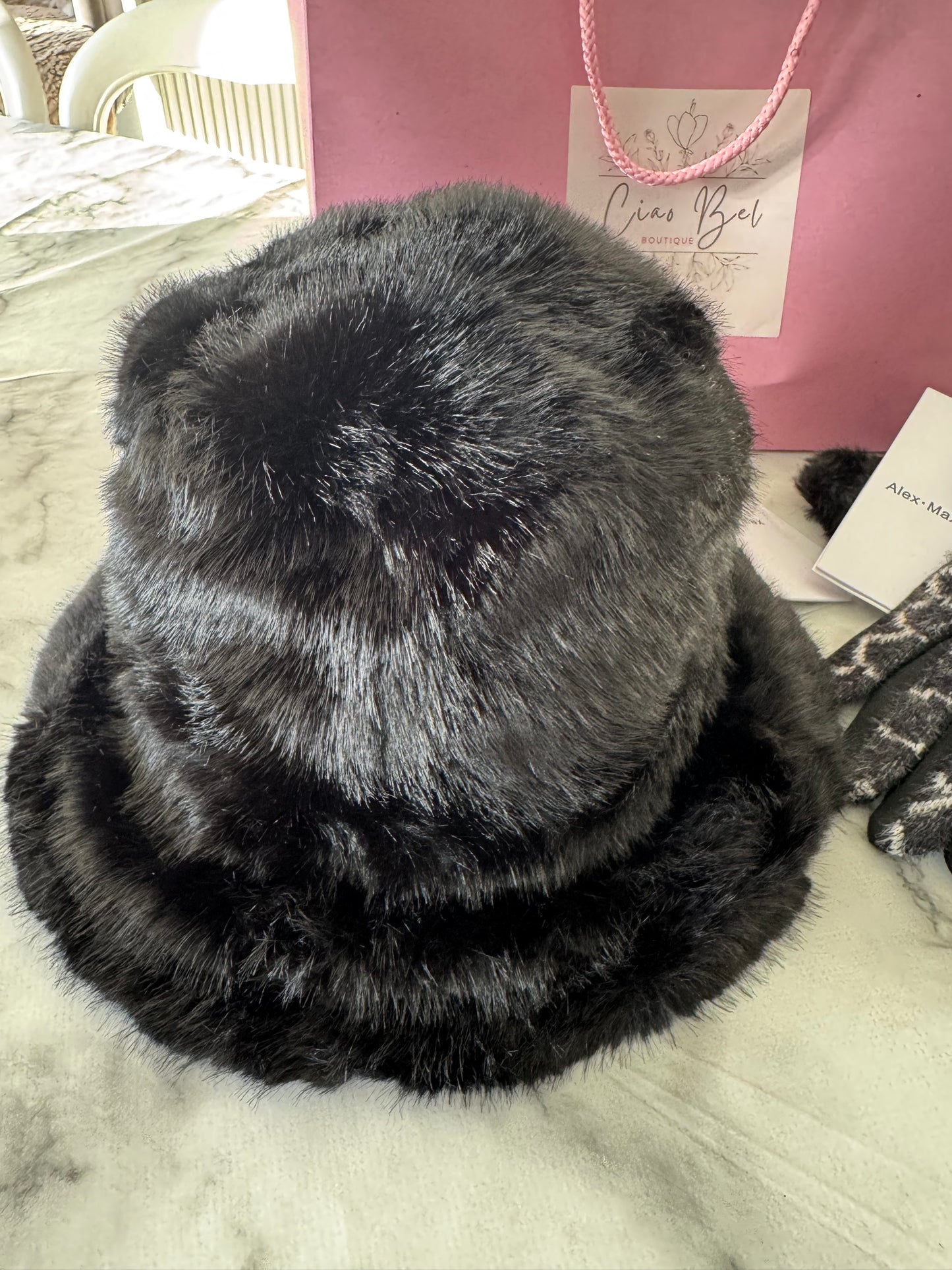 Harriet bucket reversible faux fur hat by Alex Max