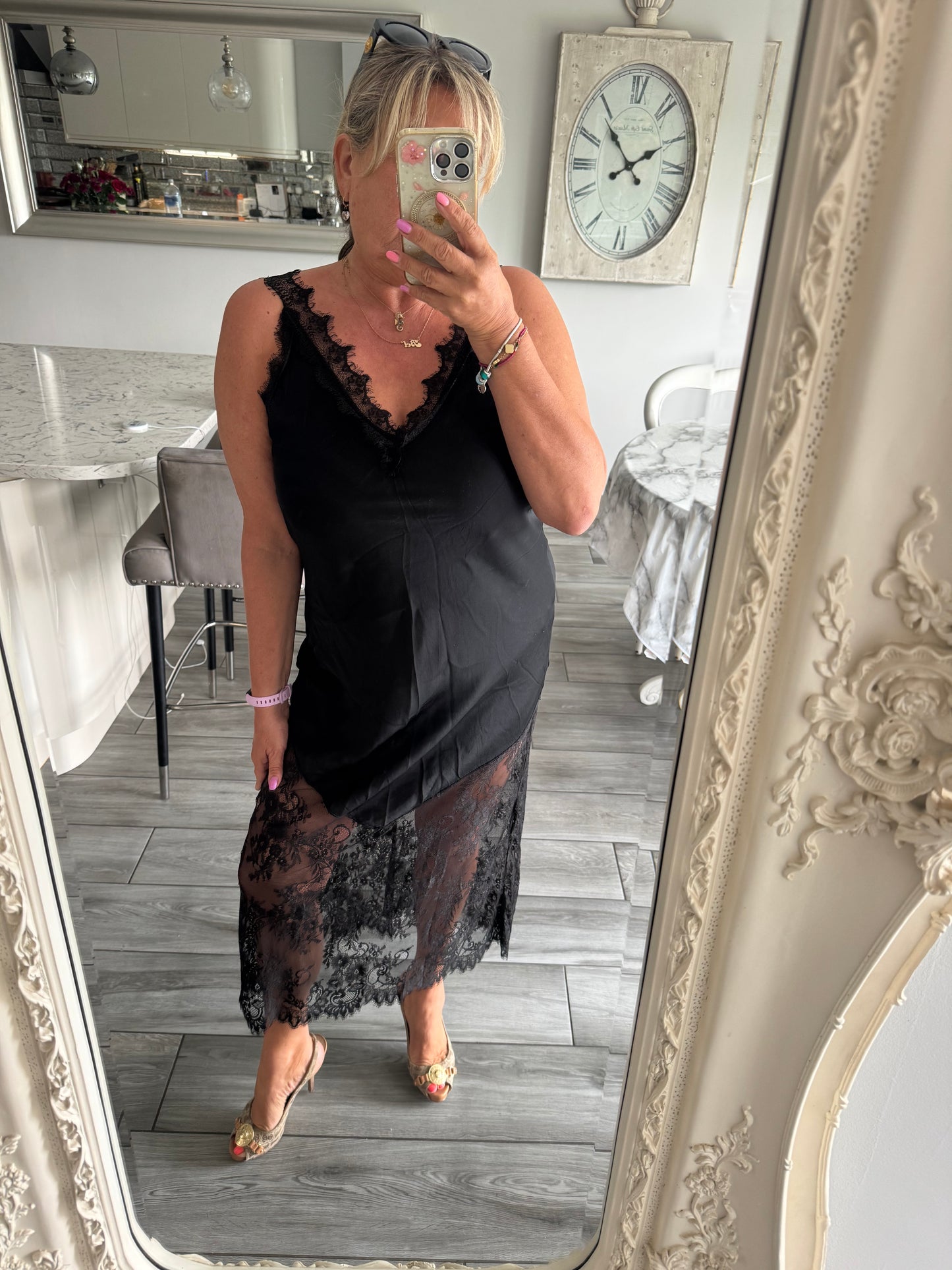 Keely satin lace dress