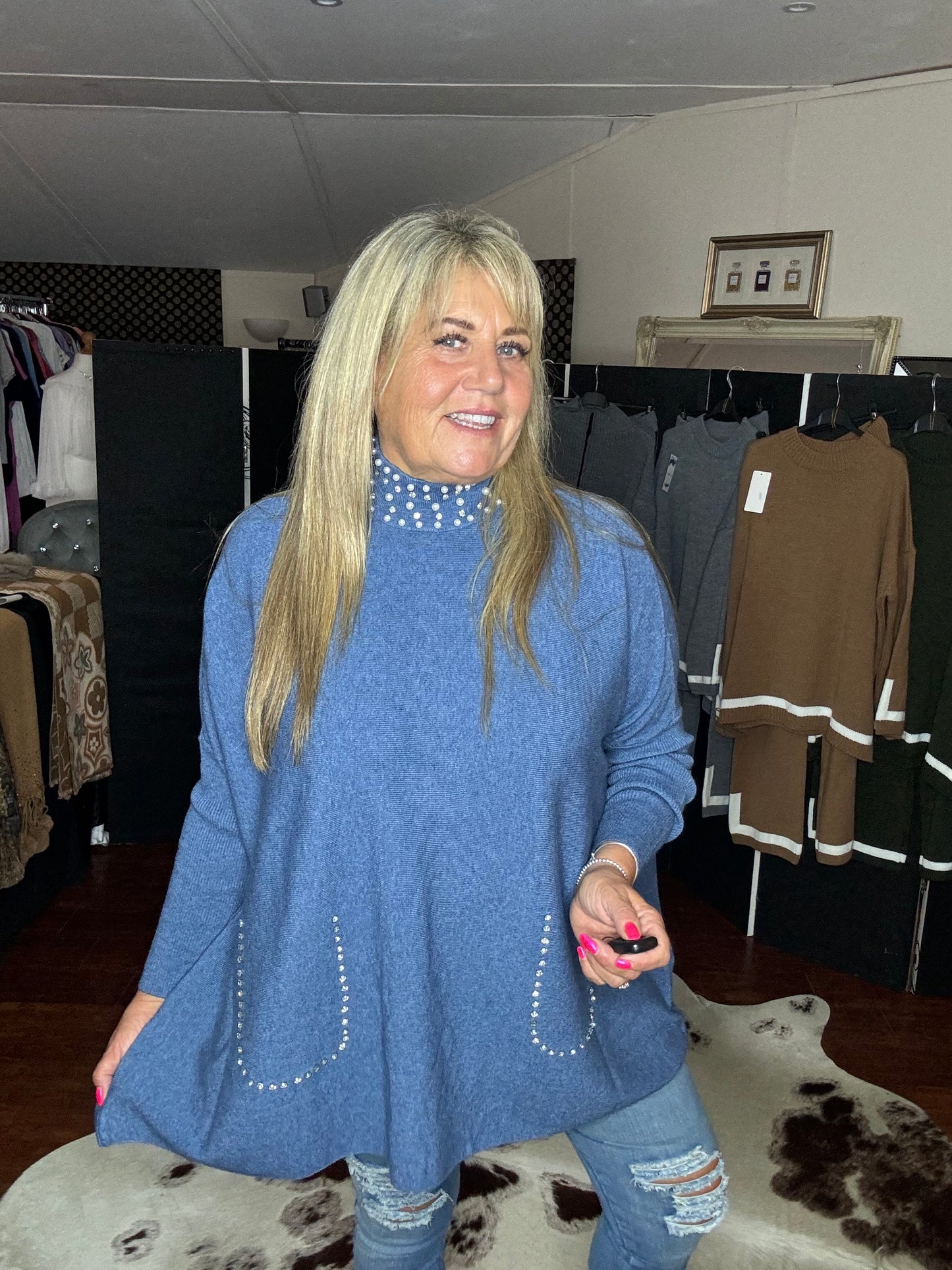 Pearly High Neck Jumper