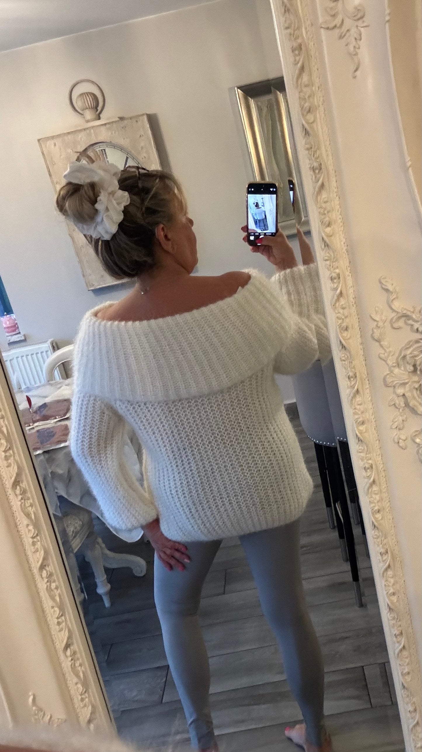 Chantelle off shoulder fluffy jumper