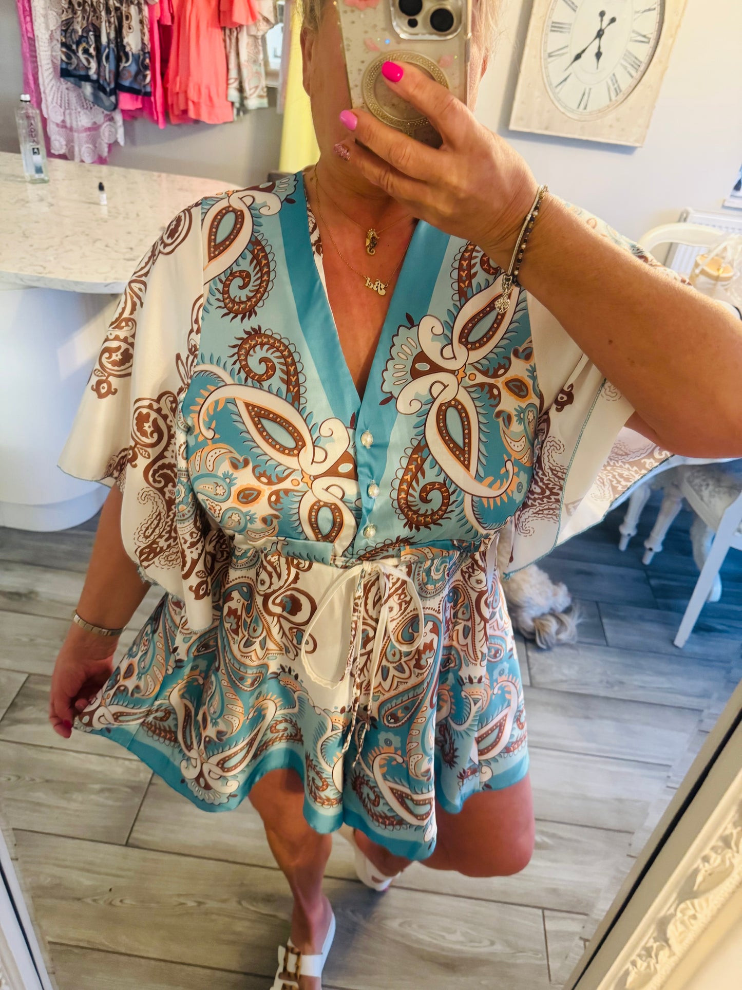 Athens satin playsuit