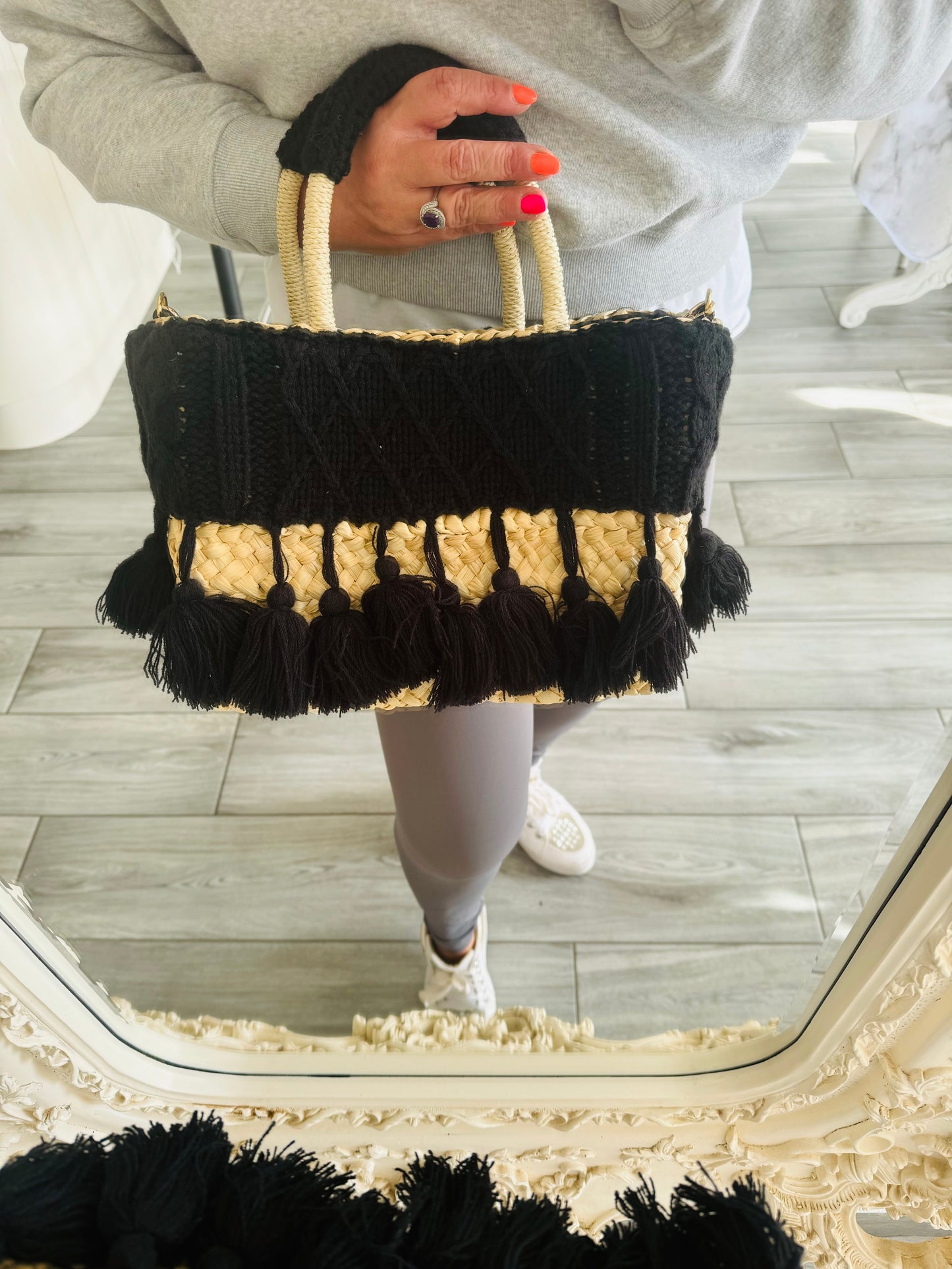 Liz Straw Knitted Shopper Bag