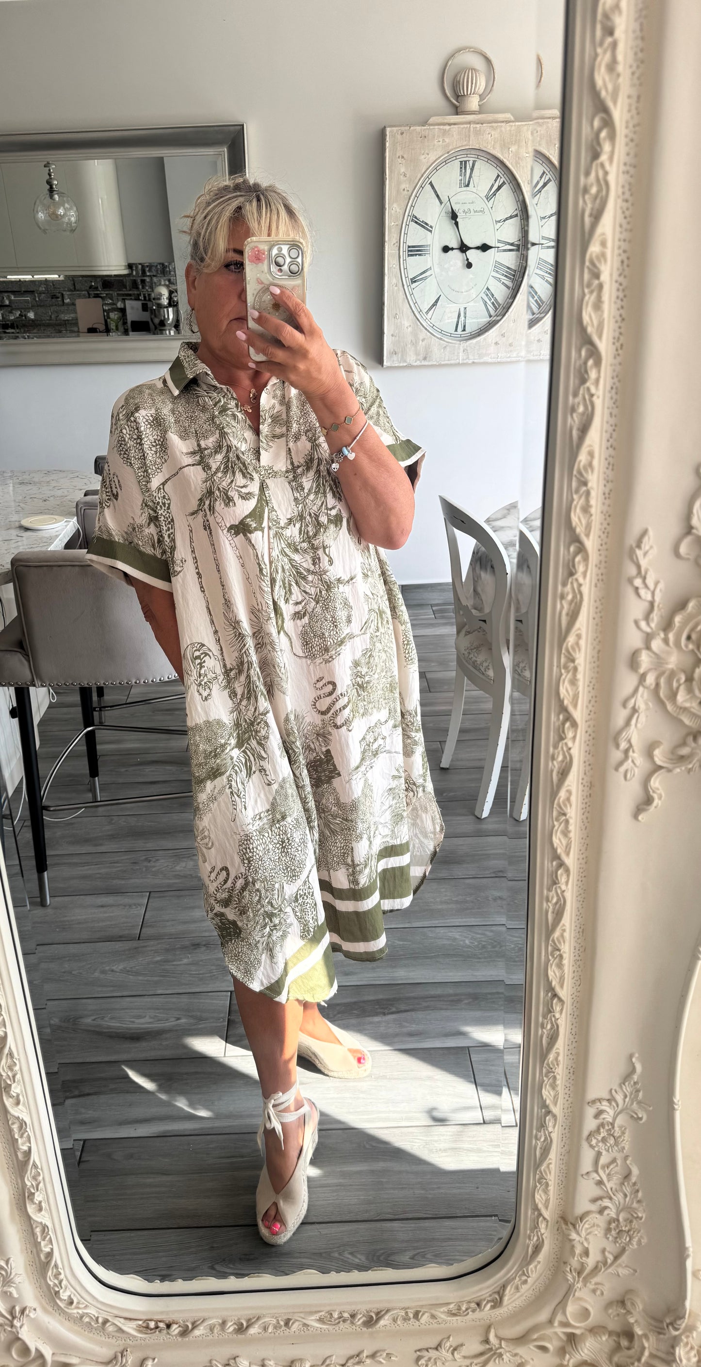 Carina khaki oversize dress with pockets