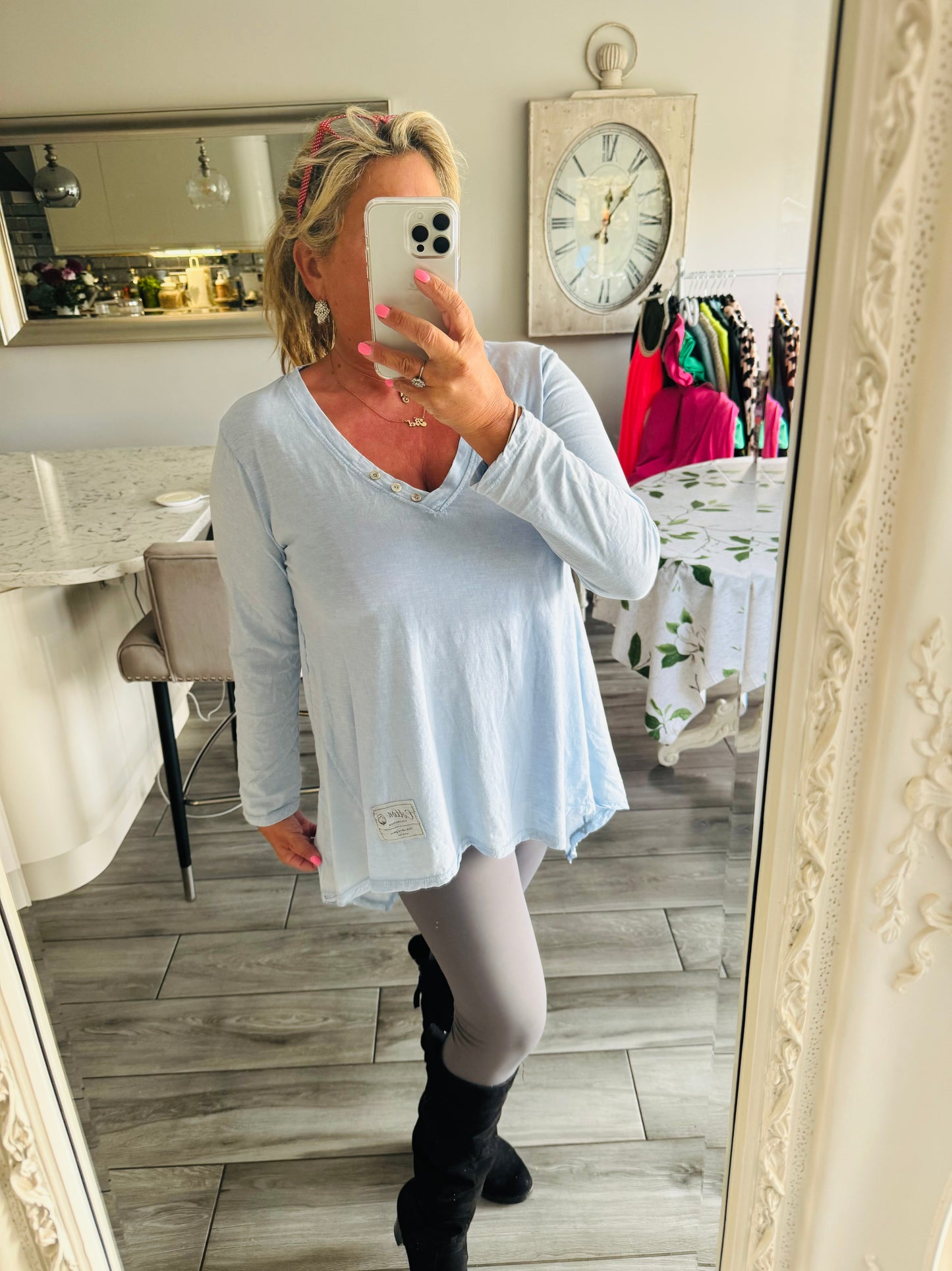 Nancy 100% Cotton High low Tee shirt long sleeve