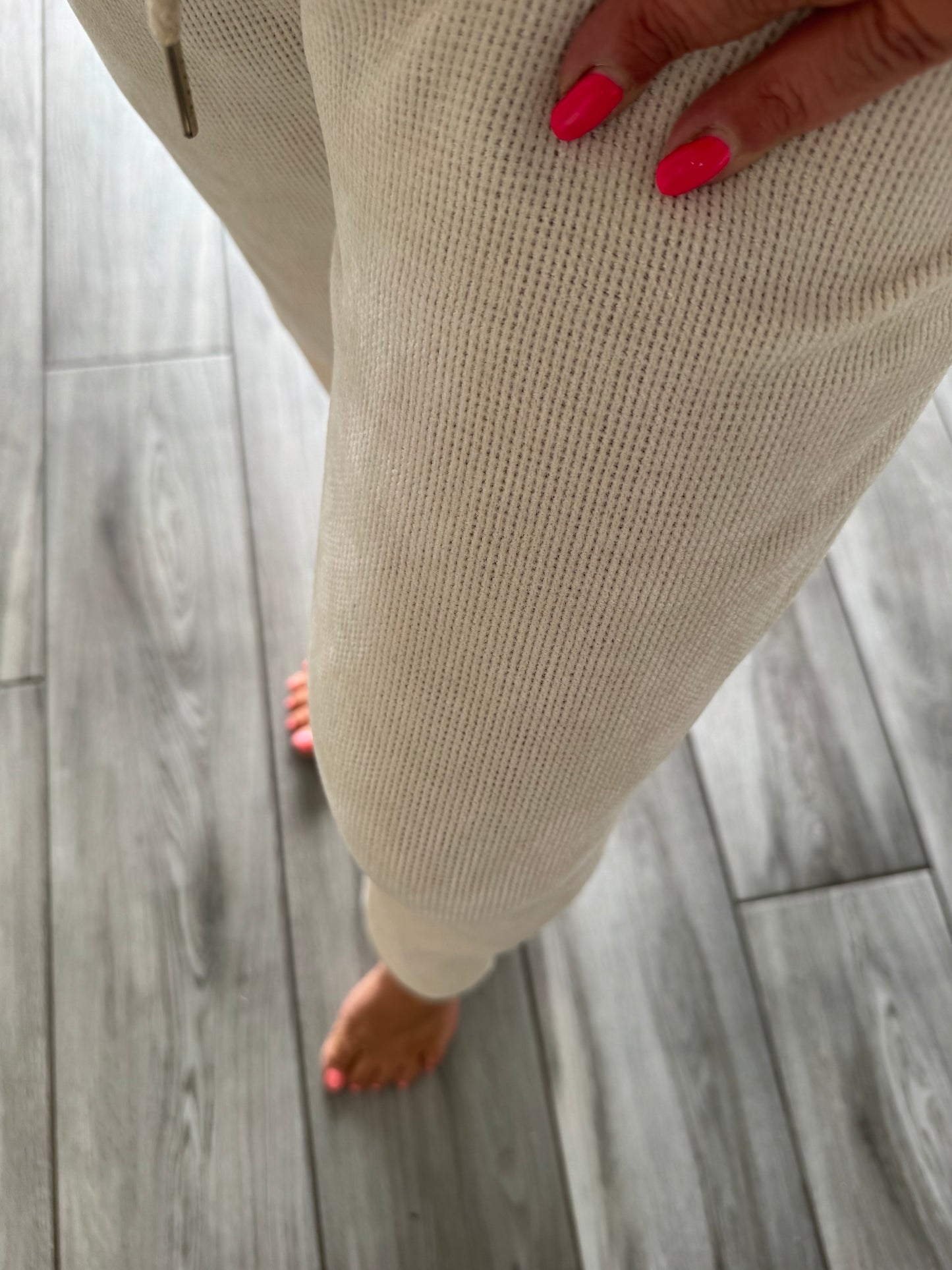 Eliza chenille corduroy drawstring waist relax fit trousers