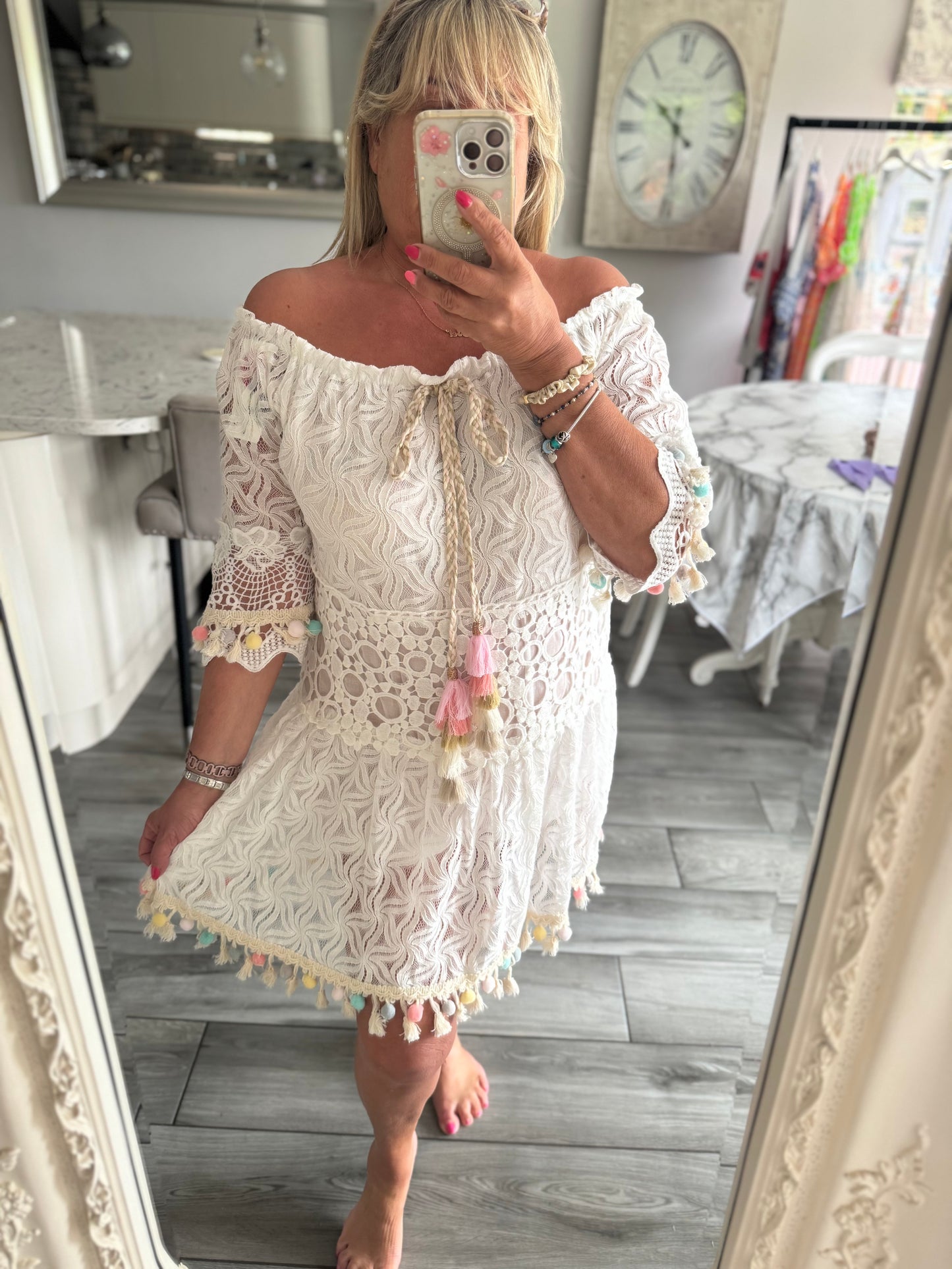 Shakti lace Pom Pom dress