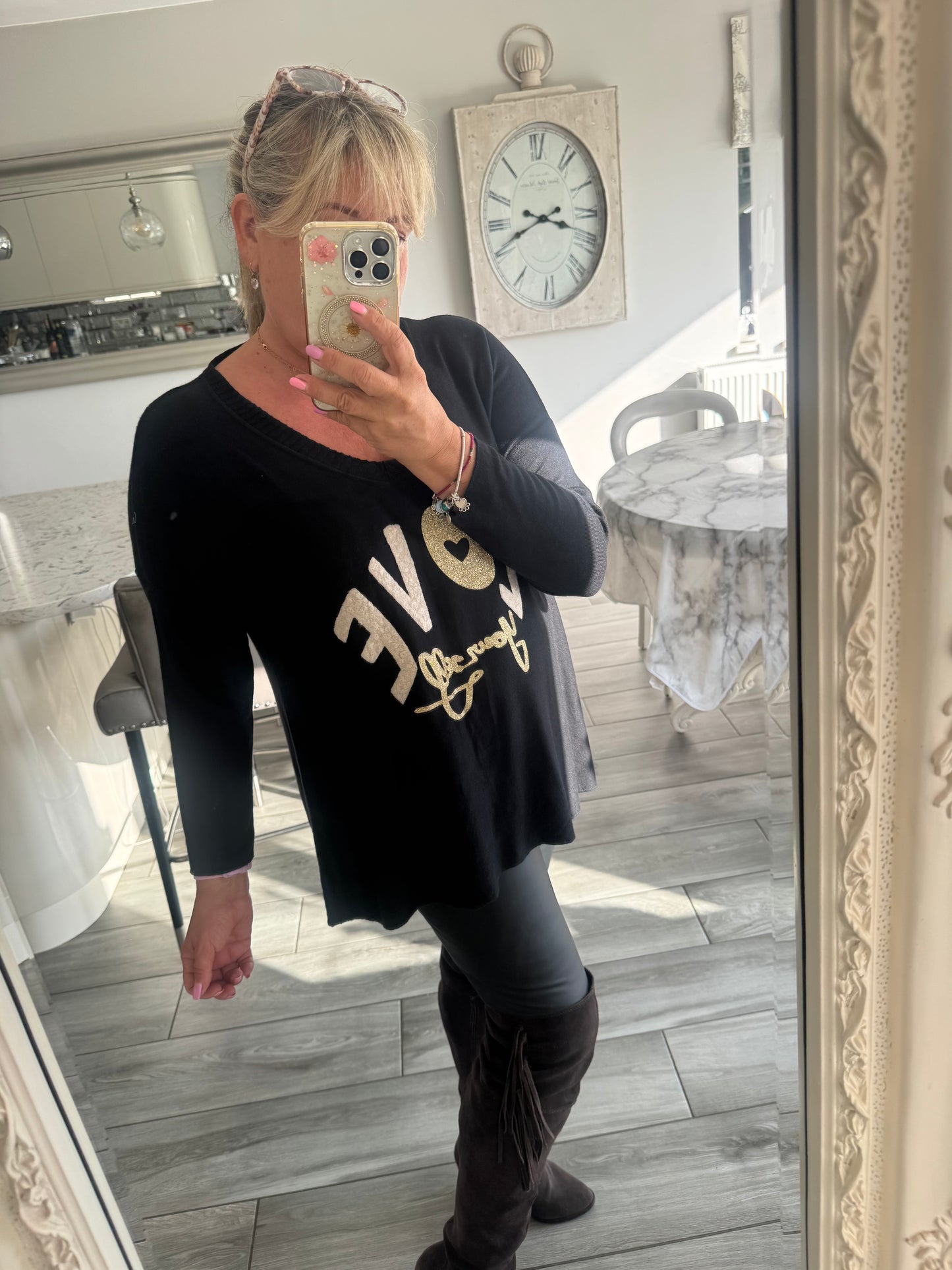 Sharon super soft lightweight jumper/top with slogan love yourself