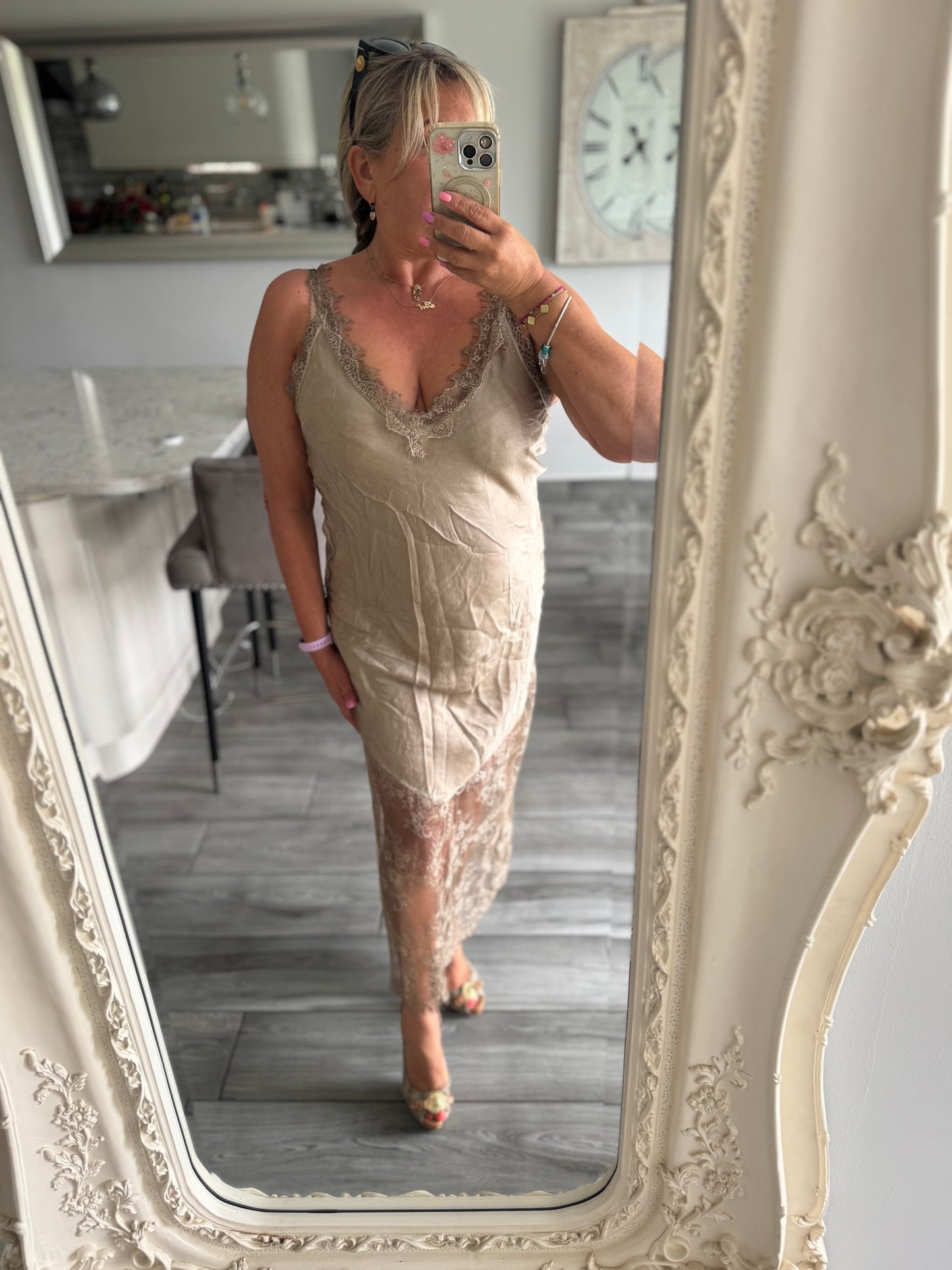 Keely satin lace dress
