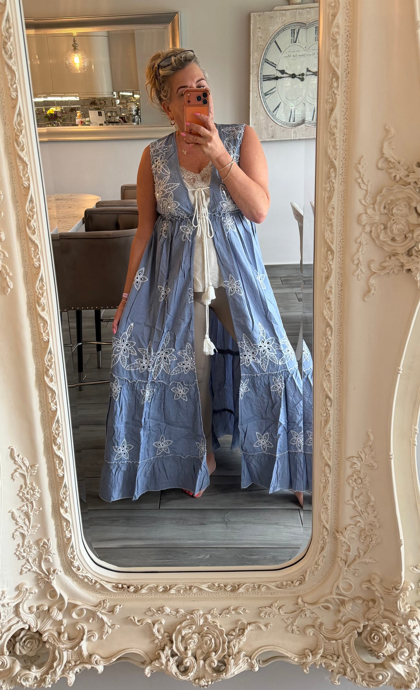 Netta sleeveless open dress with tassel ties