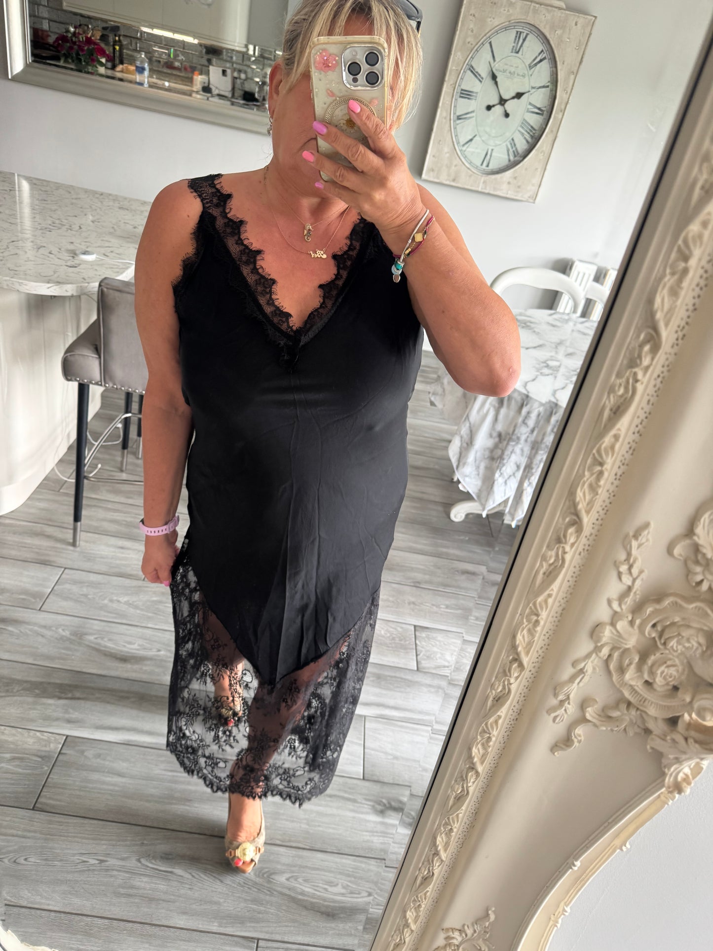 Keely satin lace dress