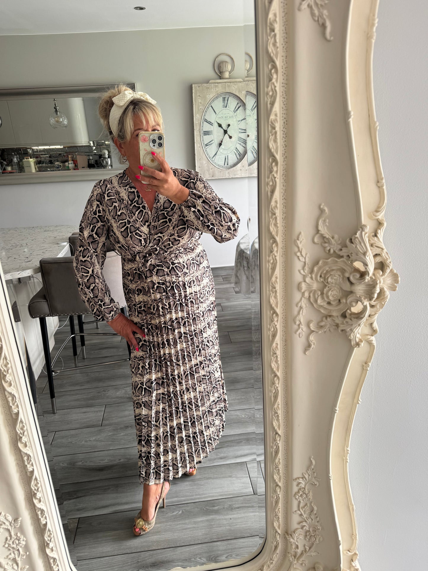 Charlotte wrap dress with plisse skirt