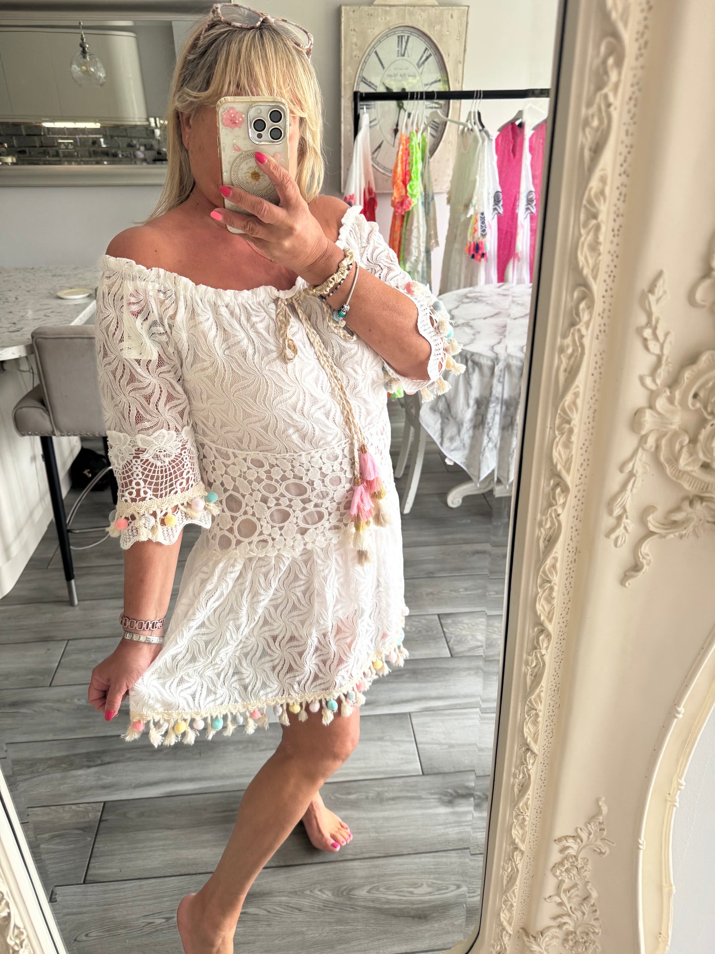 Shakti lace Pom Pom dress