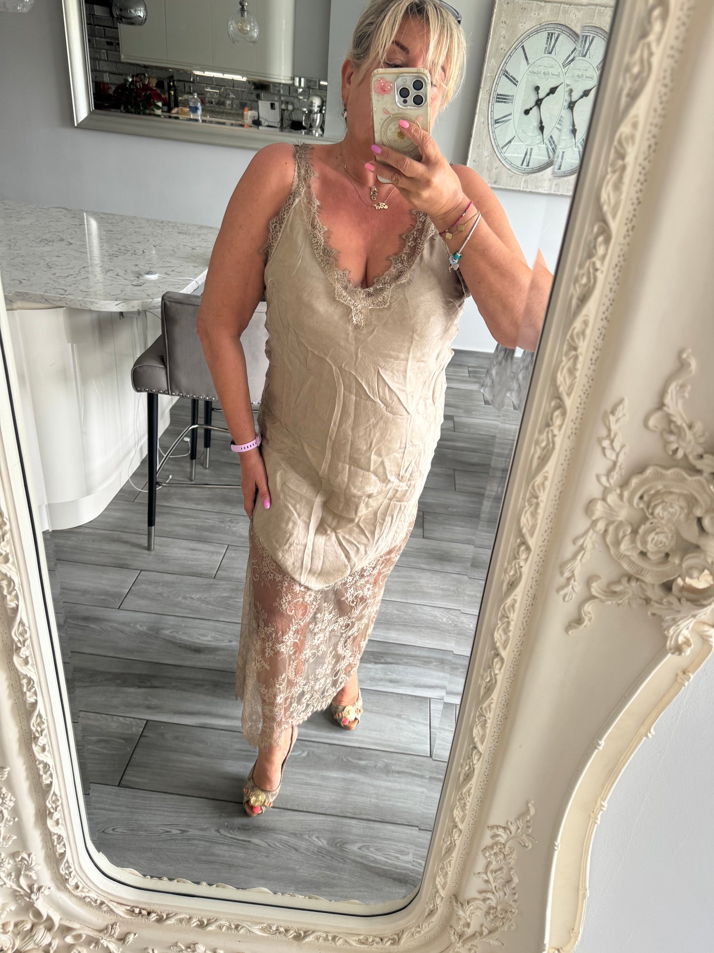 Keely satin lace dress