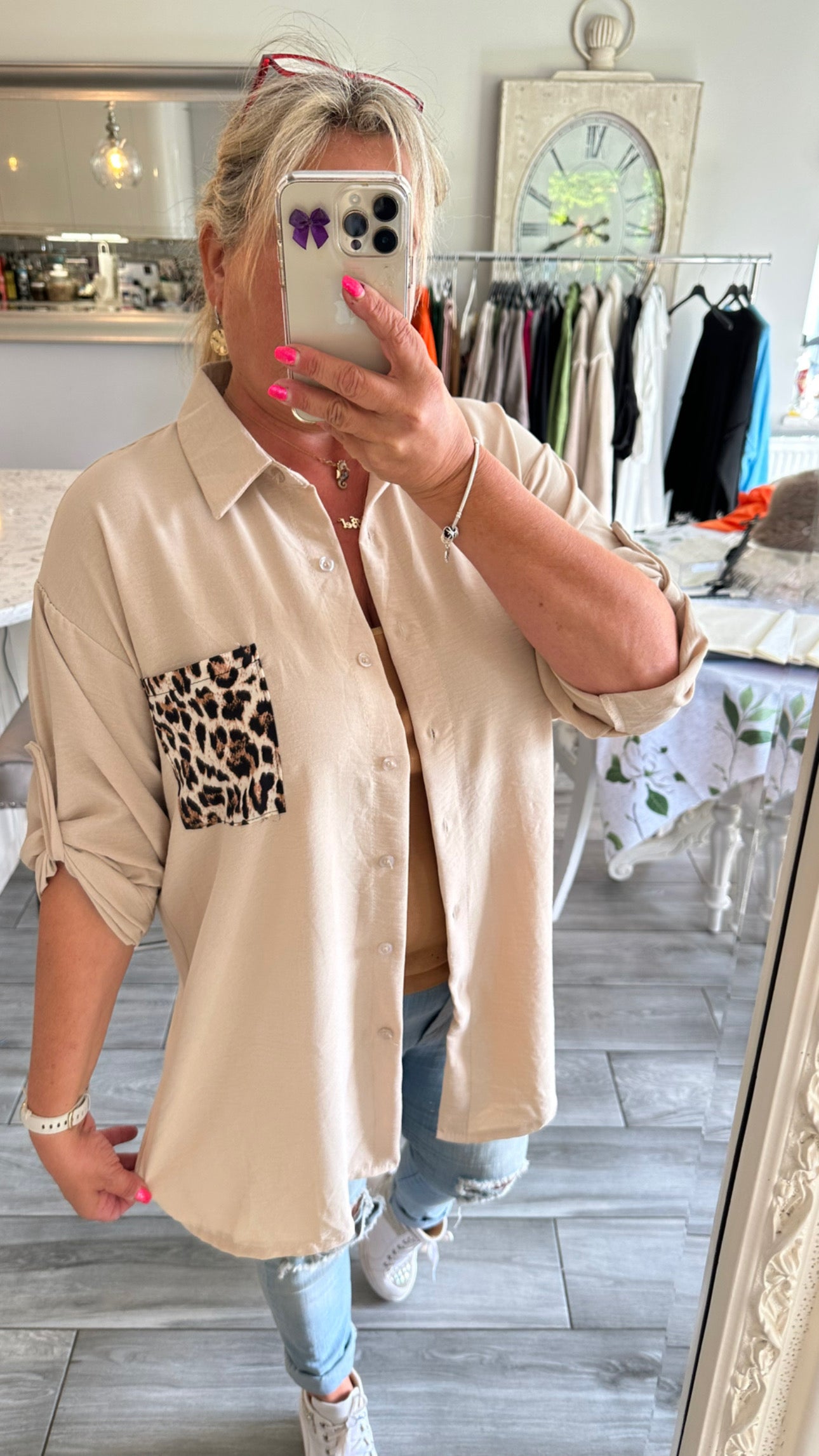 Georgina lightweight Leopard Pocket Shirt