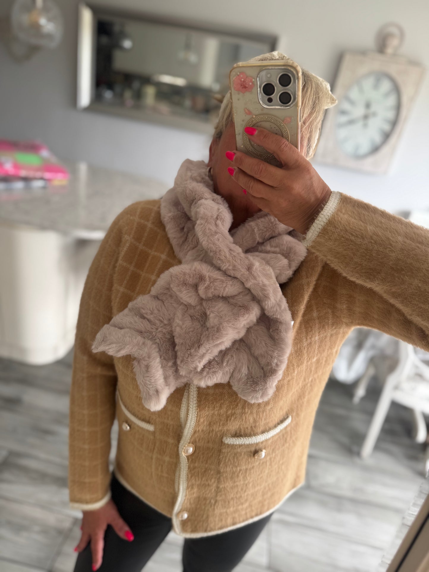 Bellalina Luxury Scrunch super soft faux fur scarf by Alex Max