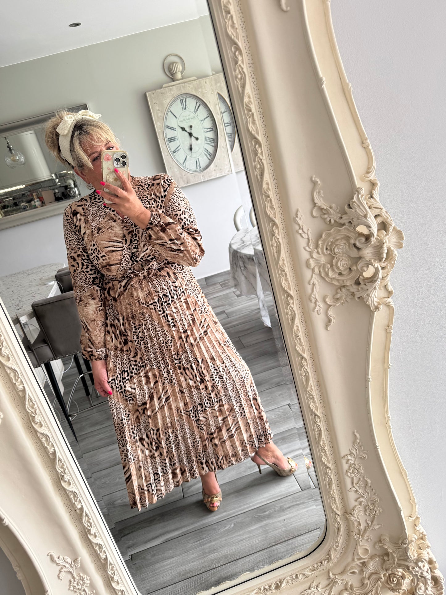 Charlotte wrap dress with plisse skirt