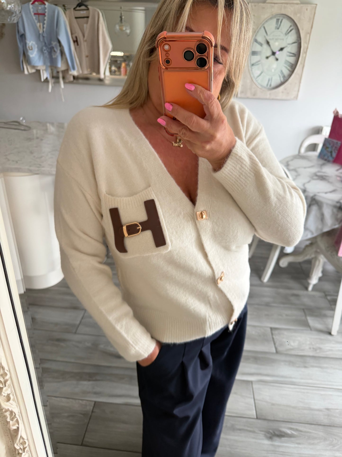 Tina H buckle detail cardigan with popper closure