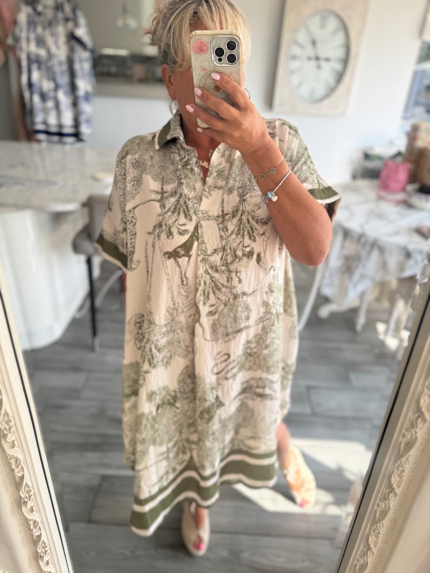 Carina khaki oversize dress with pockets