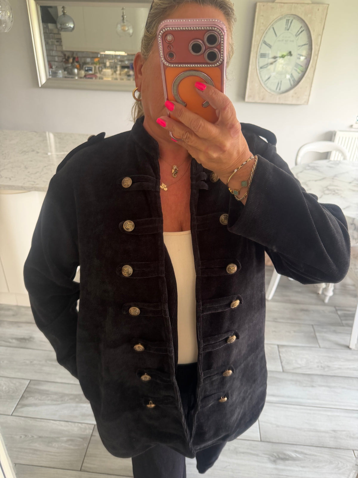 Betty needlecord open jacket military style