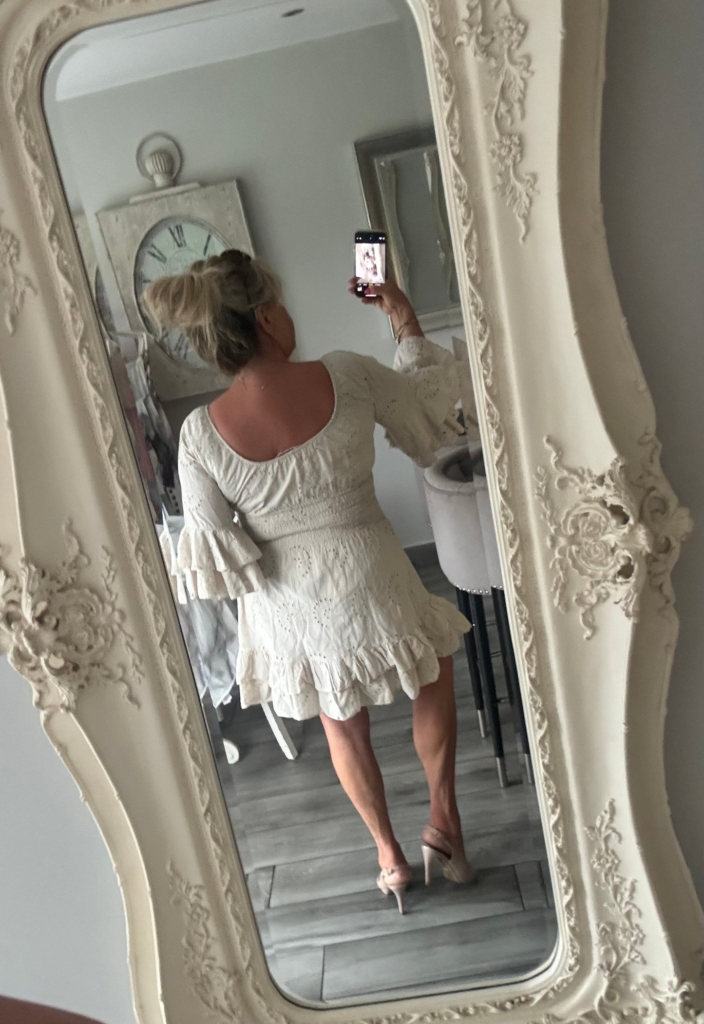 Lula Spanish style broderie anglaise Shirred waist dress