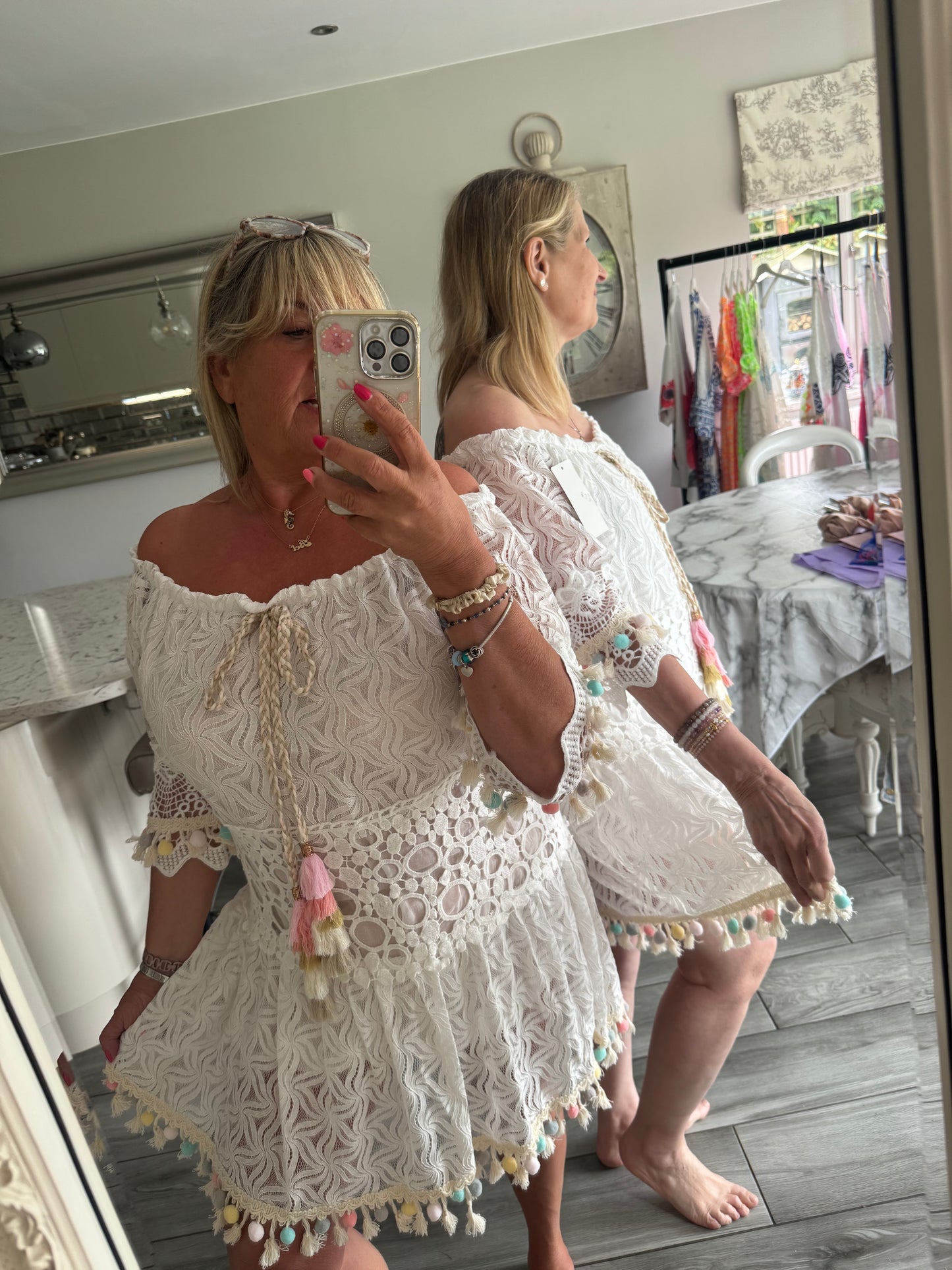 Shakti lace Pom Pom dress