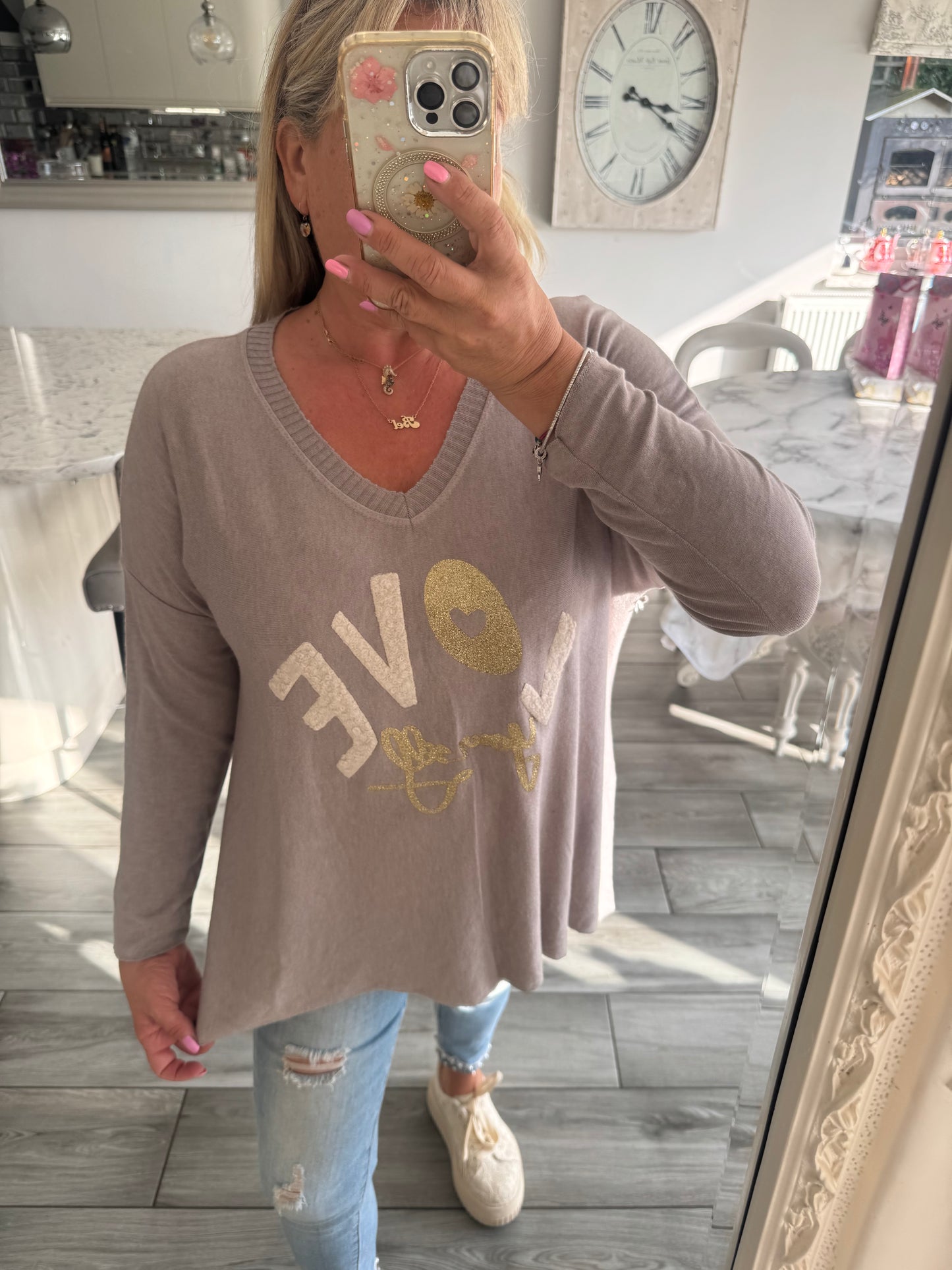 Sharon super soft lightweight jumper/top with slogan love yourself