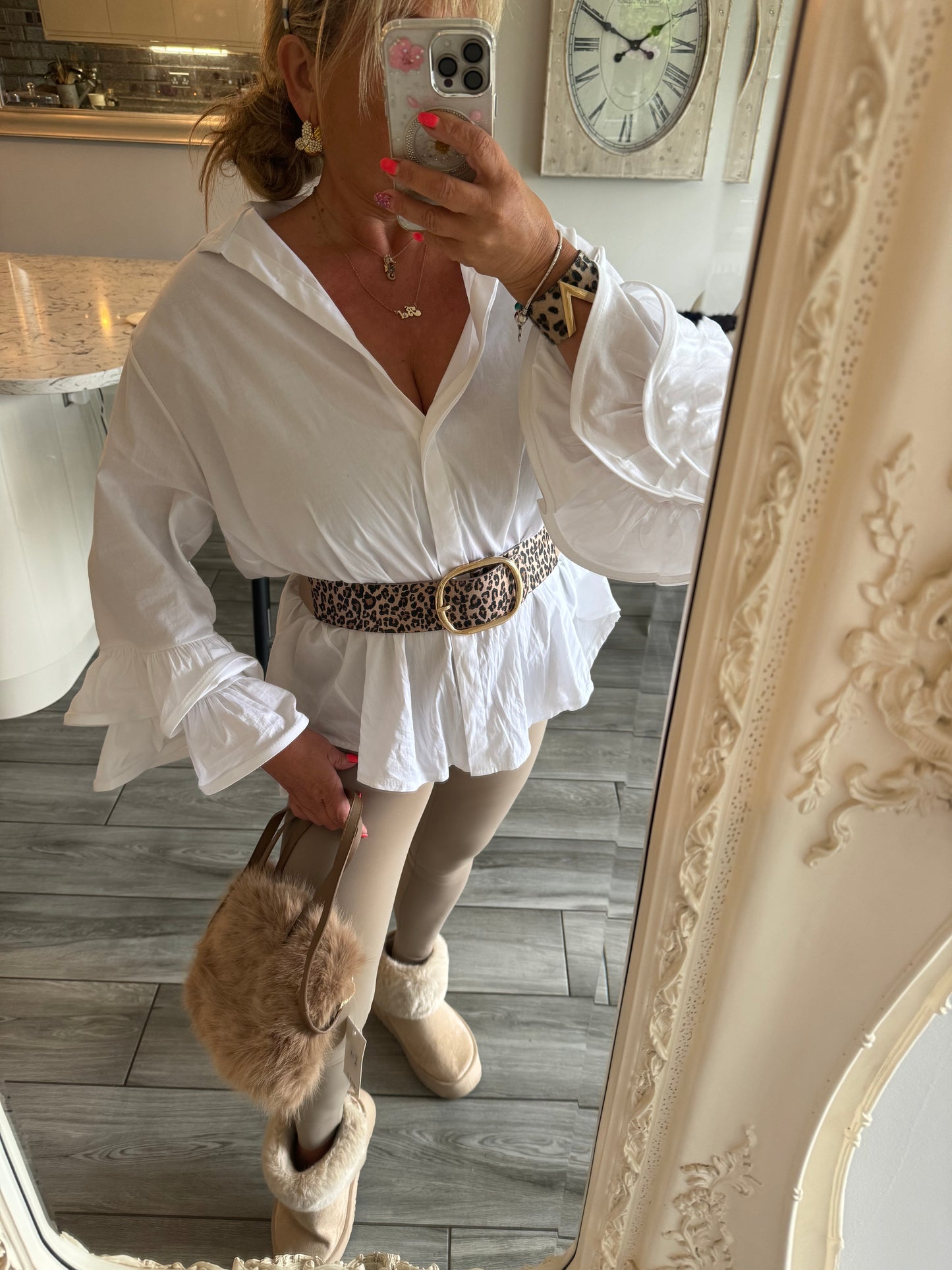 Mirella leopard Elasticated gold buckle belt