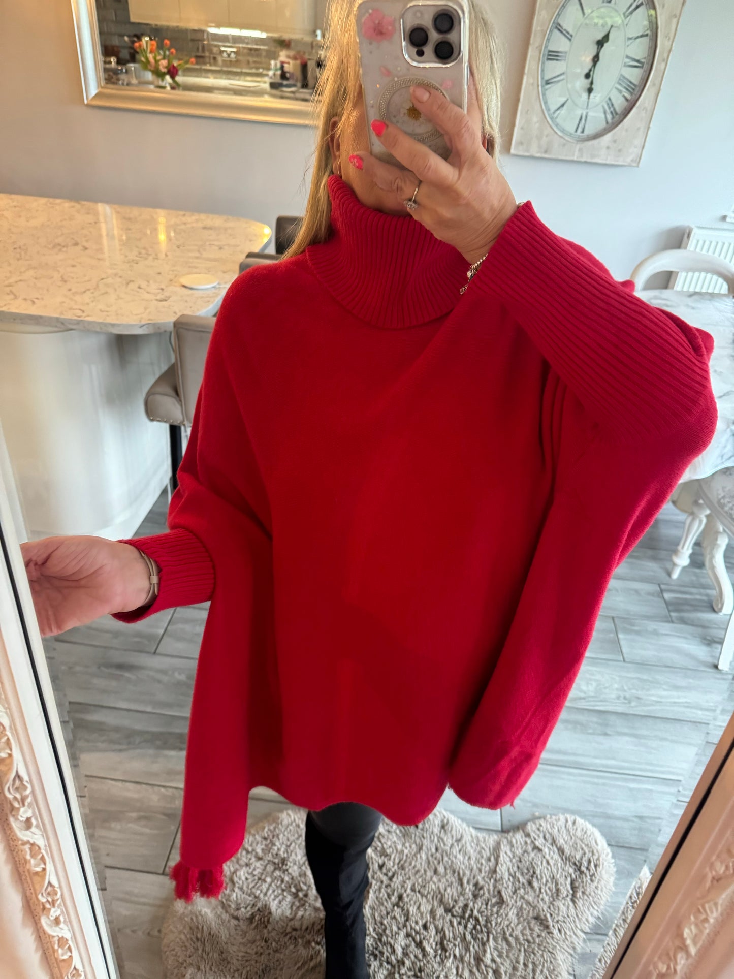 Tia oversized tassel poncho style jumper