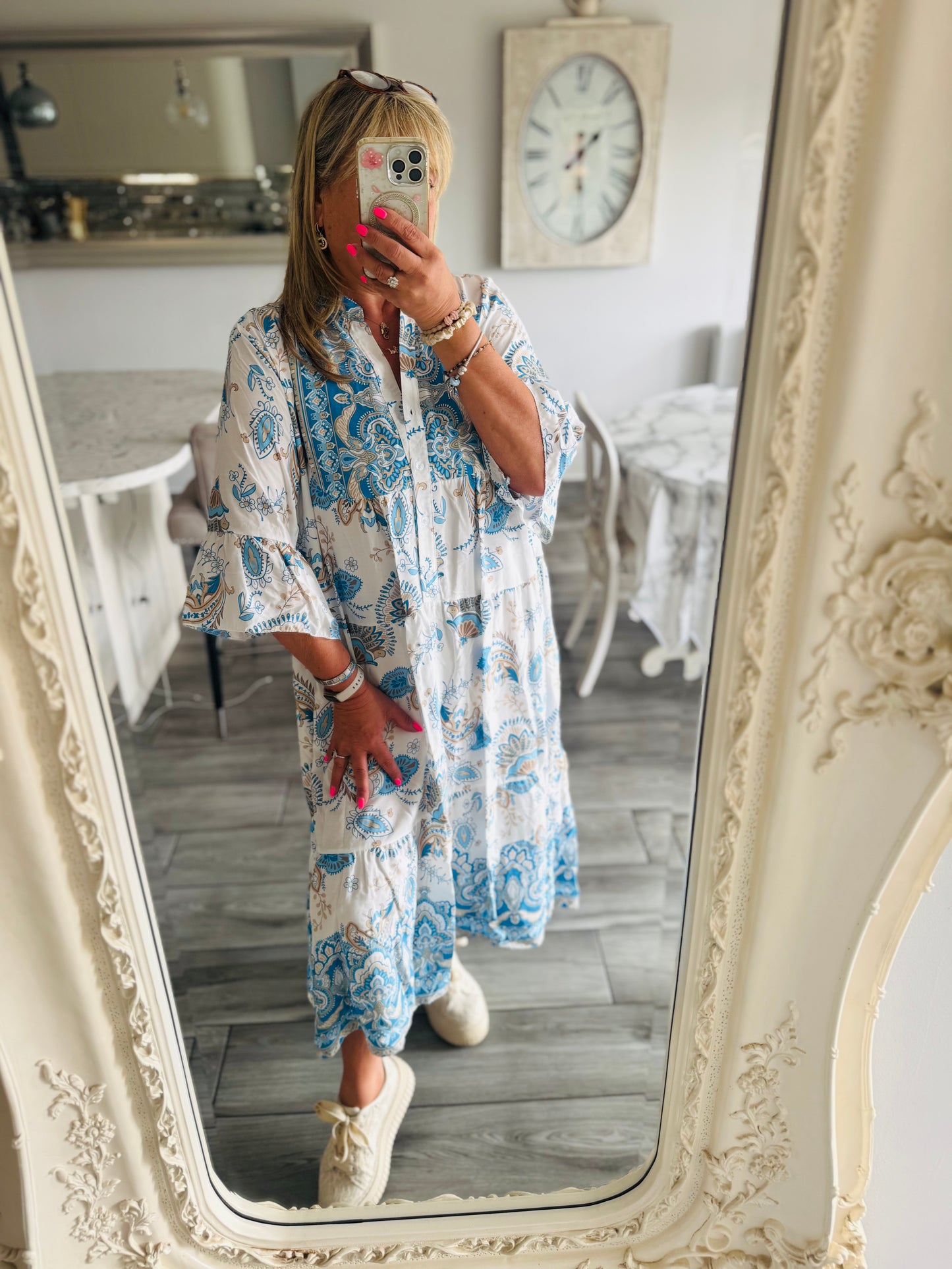 Verona long midi pattern dress