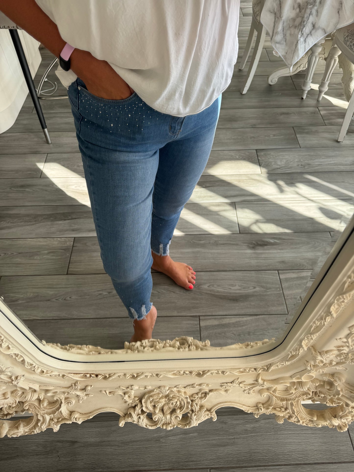 Sienna push up stretch jeans with crystal detail