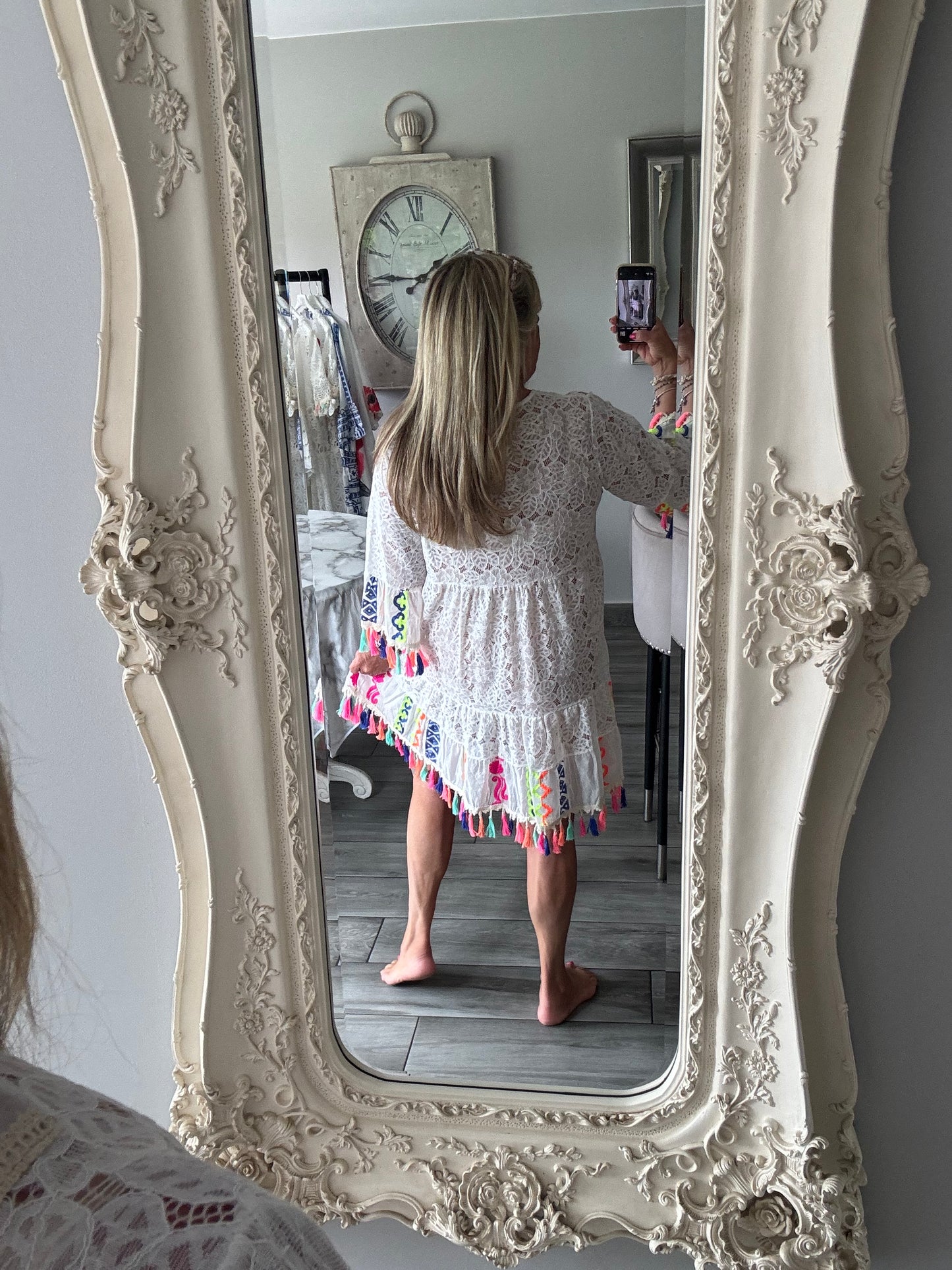 Bodhi neon lace tassel dress