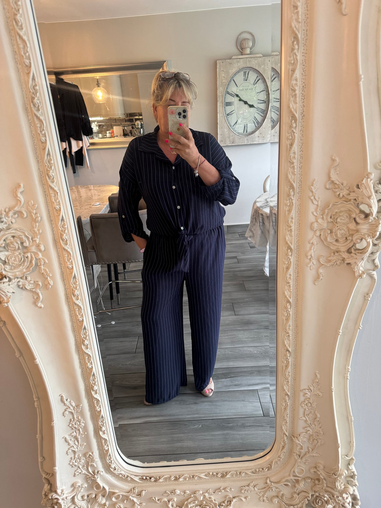 Patricia wide leg pinstripe Elasticated waist trousers