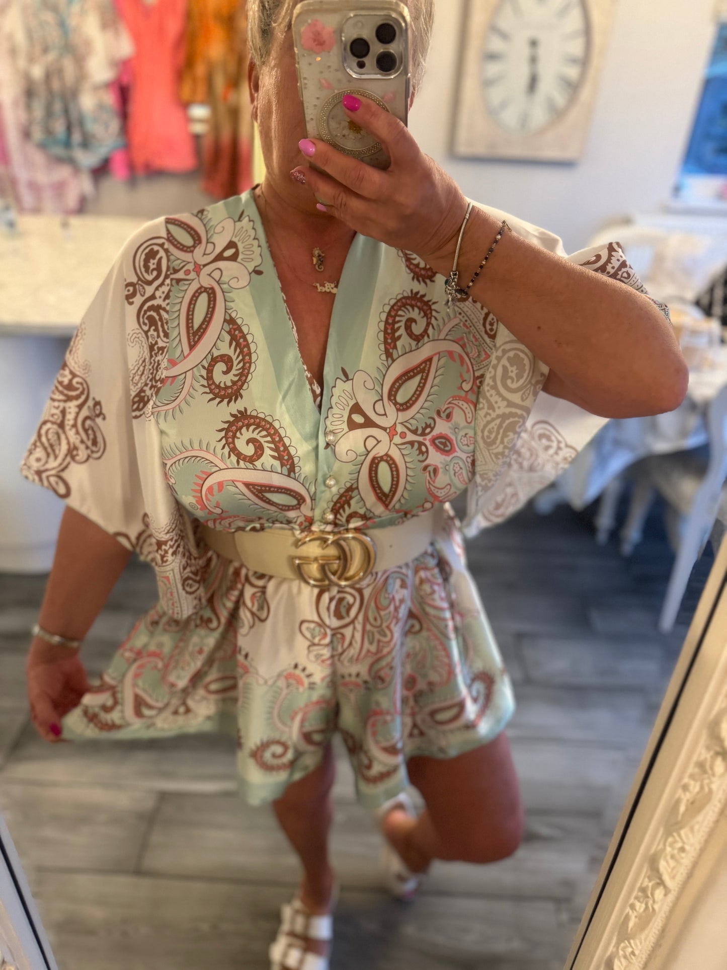 Athens satin playsuit